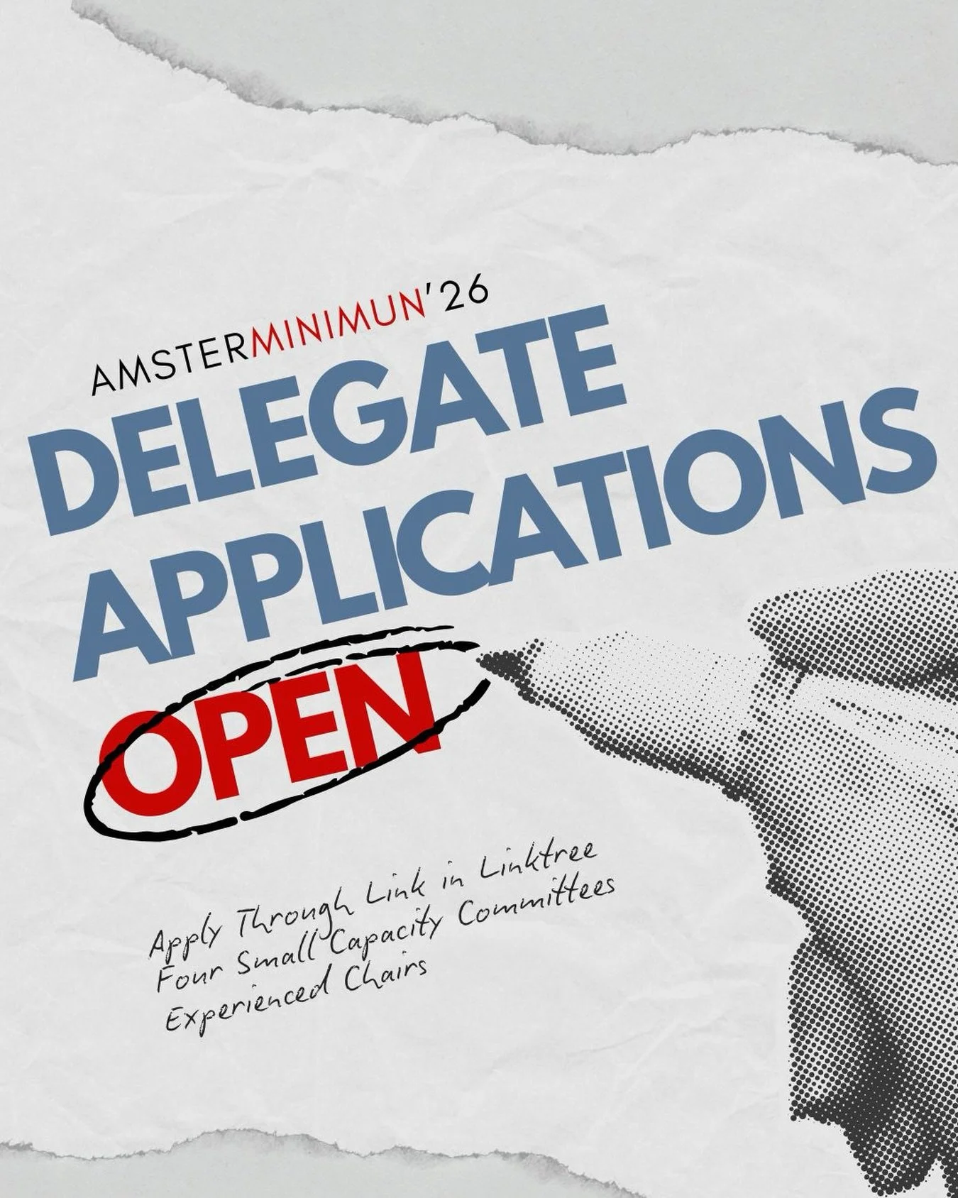 🎙️ AmsterMiniMUN Delegate Applications are OPEN!

Join us on April 18th at Roeterseiland Campus (CREA), Amsterdam for AmsterMiniMUN 2026, a one-day Model United Nations conference designed for dynamic and focused debate.

With four small-capacity co