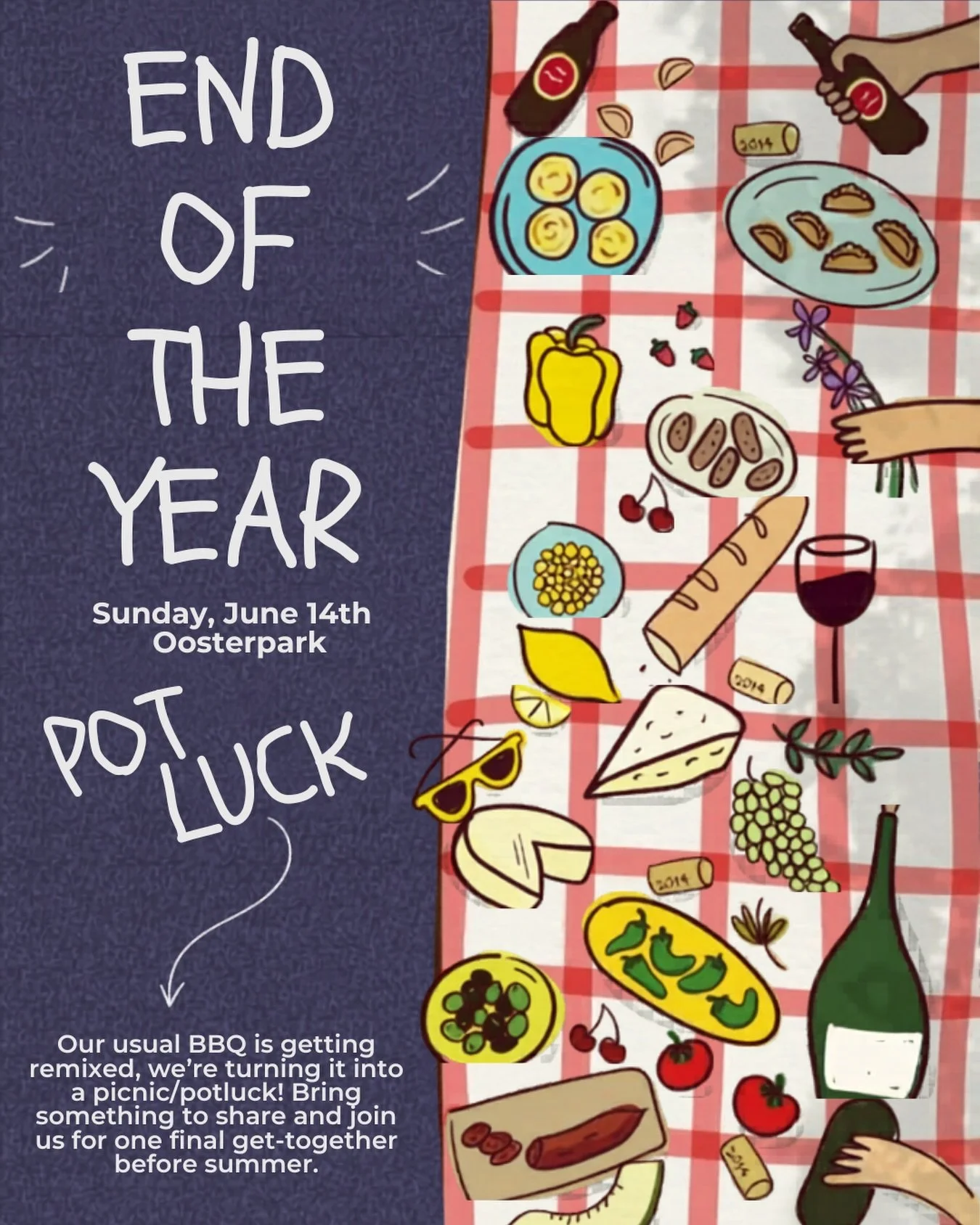 Our last event of the year is getting a little remix 🧺✨

Instead of our usual BBQ, we&rsquo;re turning it into a picnic/potluck! Bring your favourite snacks, drinks, homemade food, or anything you&rsquo;d like to share, and join us for one final sun