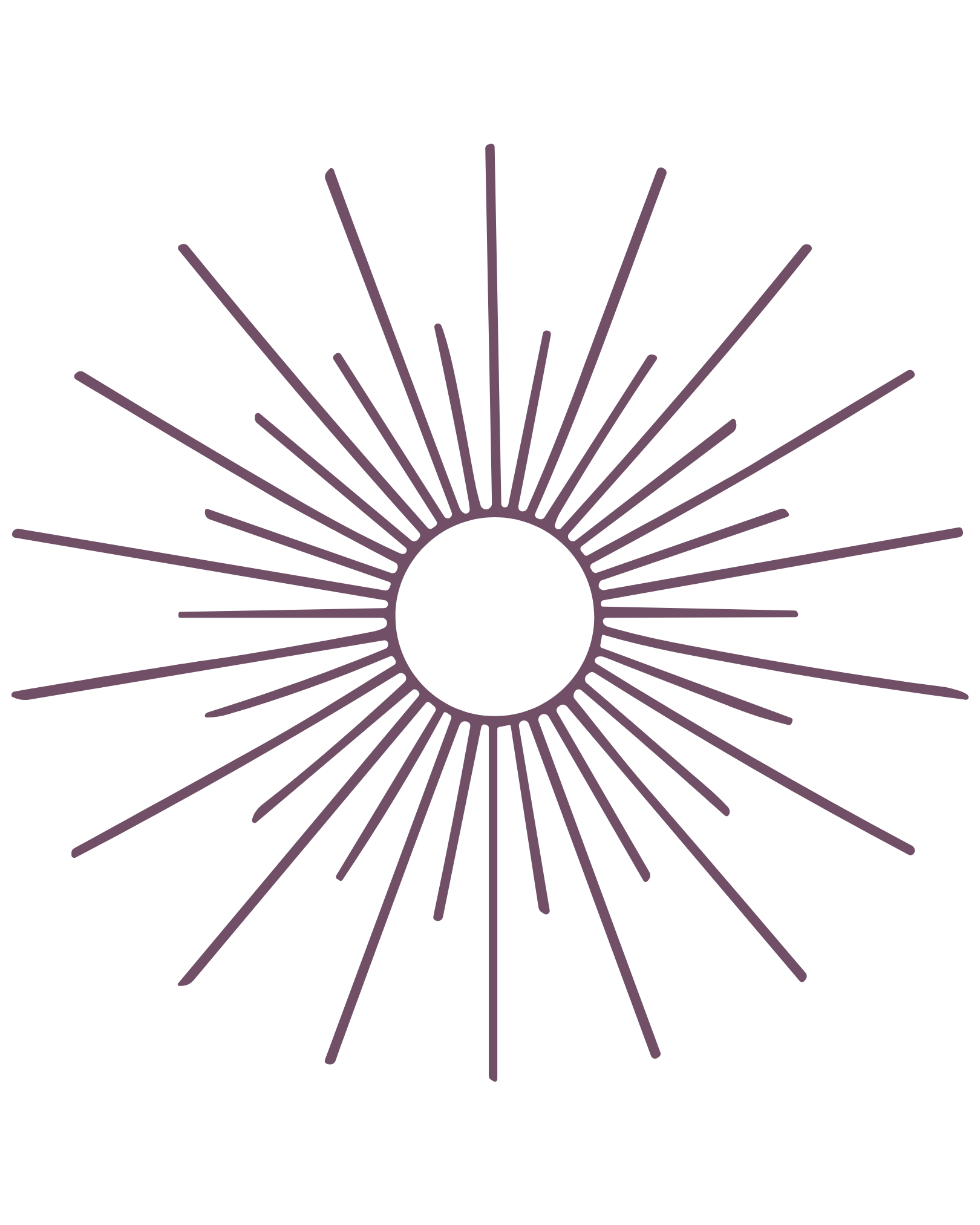 Illustration of a black circle with radiant lines emanating outward, resembling a stylized sun or starburst, on a black background.
