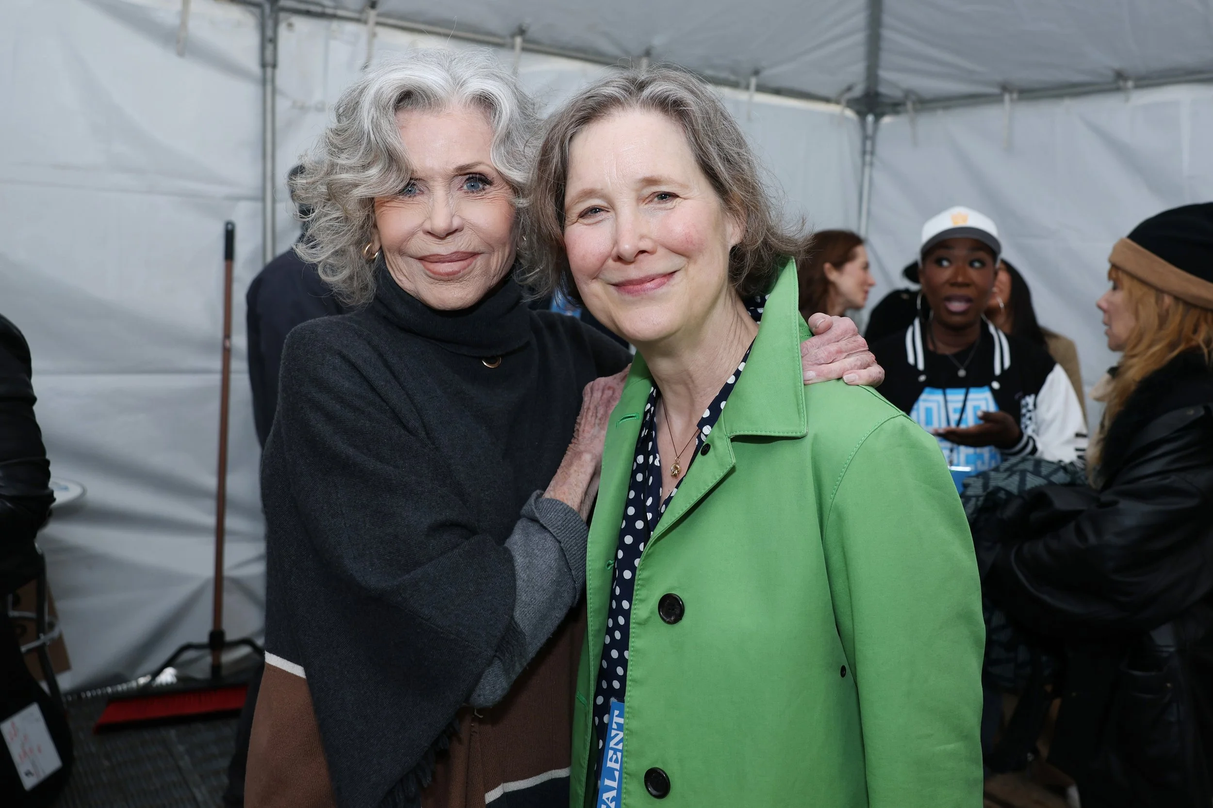 Jane Fonda and Ann Patchett celebrate backstage.
