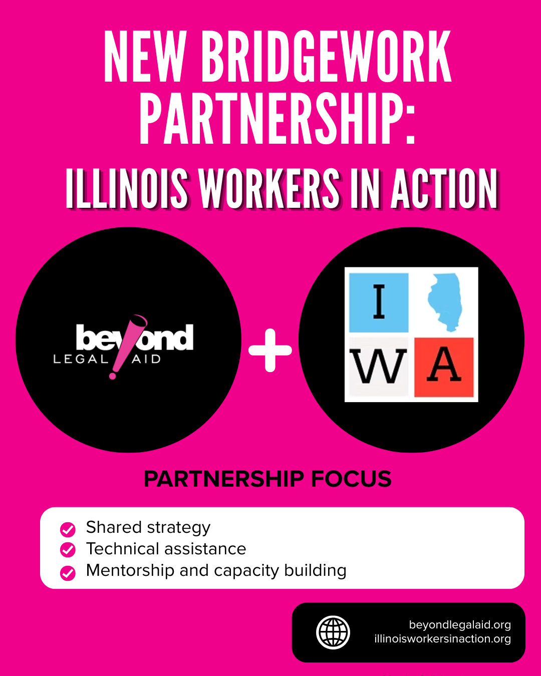 Announcing New   Bridgework Partnership      with Illinois Workers in Action
