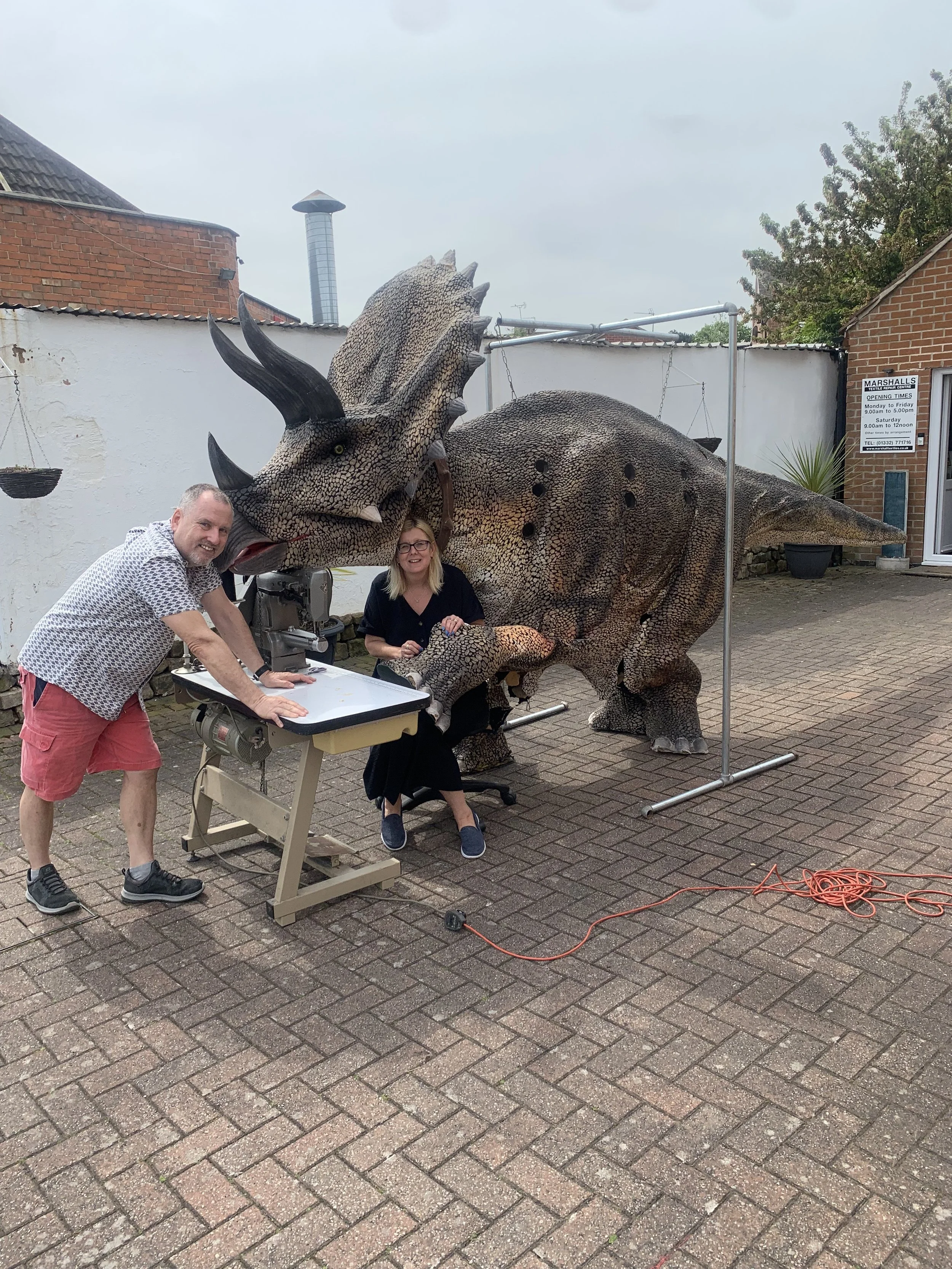 Repairing a dinosaur!