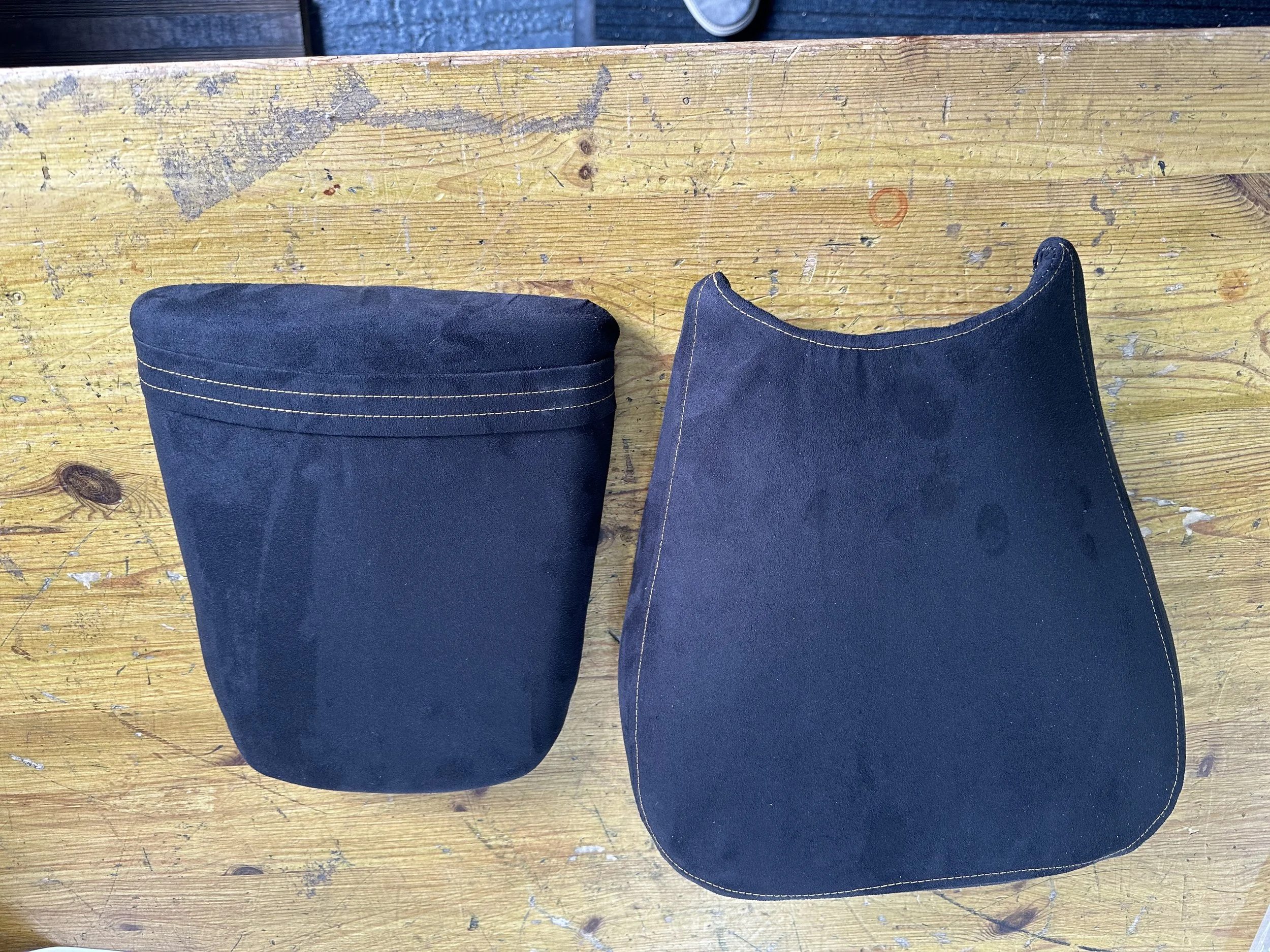 Seude motorbike seat re-cover