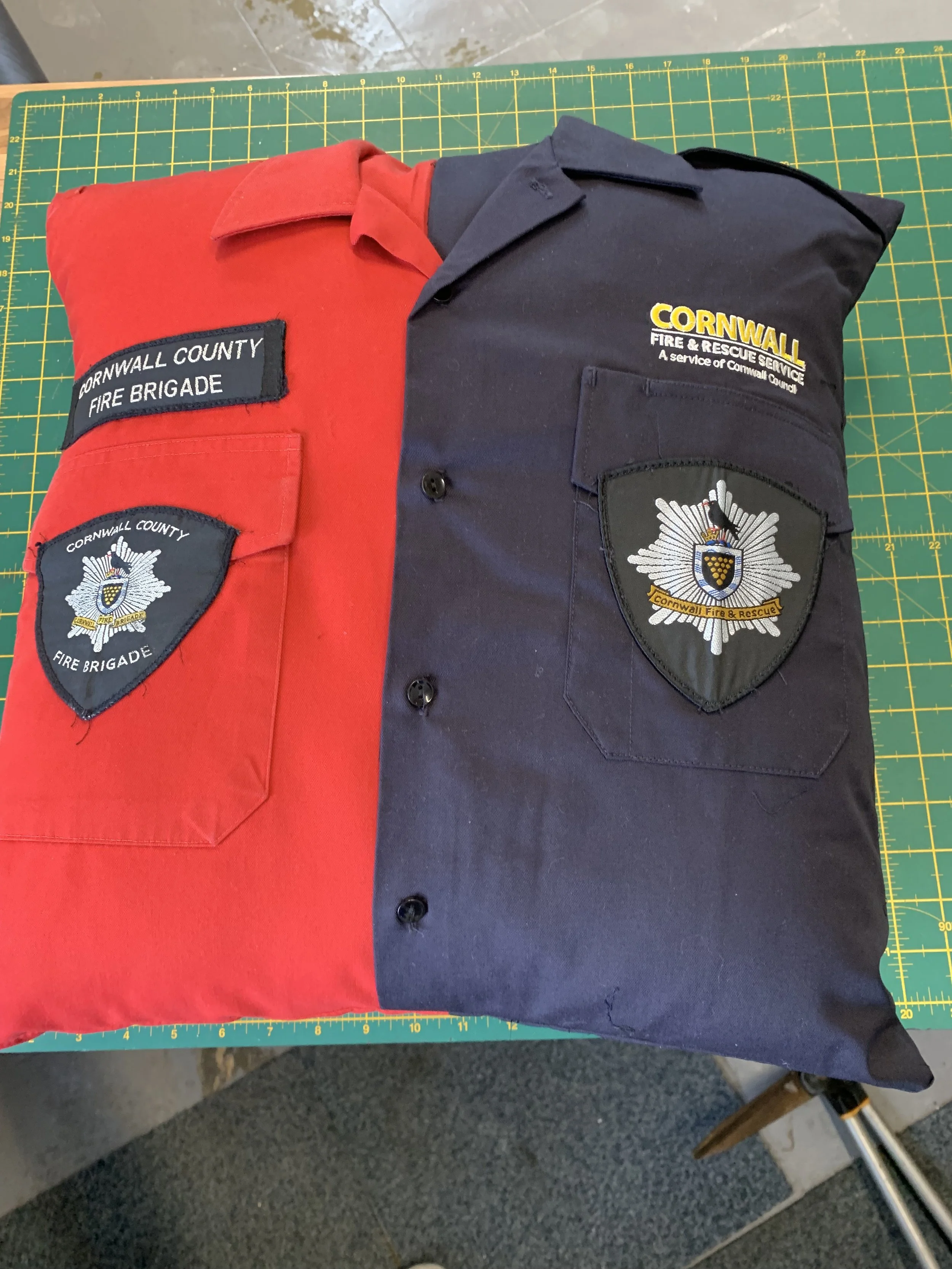 Creating a cushion cover from retired fire service uniforms