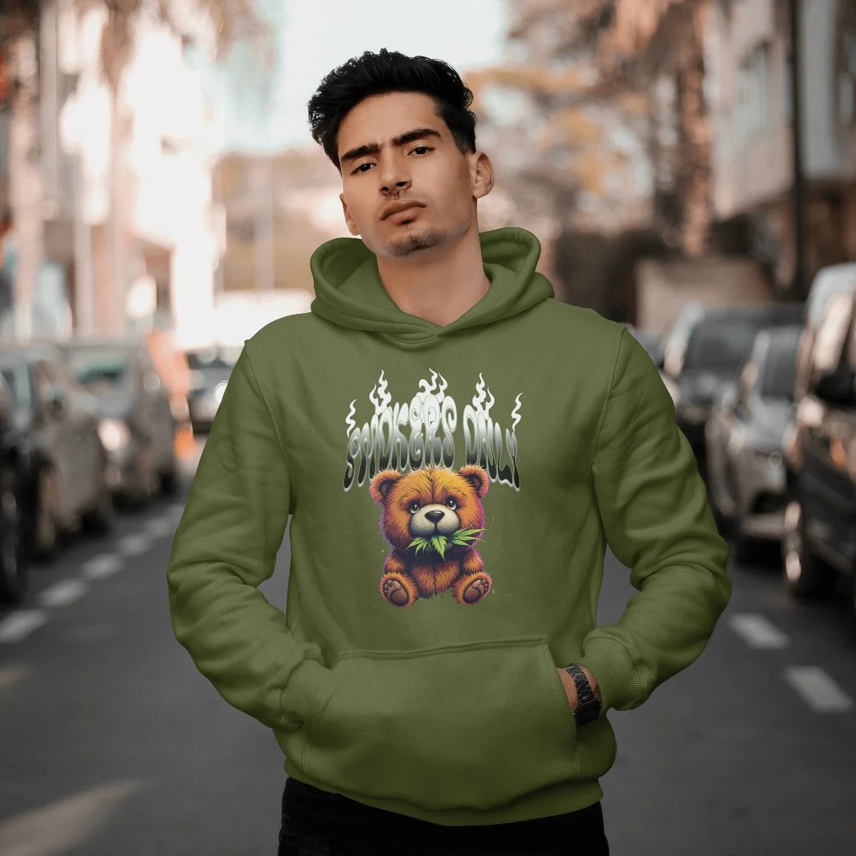 “Smokers Only” – Magic Leaves Teddy Bear Tee