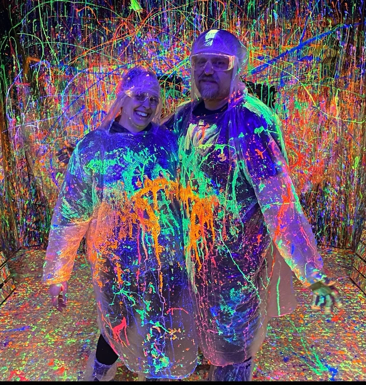 How messy can you get in our splatter paint rooms?  Yes, that is a challenge!! 🫟

Check out details on our packages and make reservations- 

Splatterpainterie.com