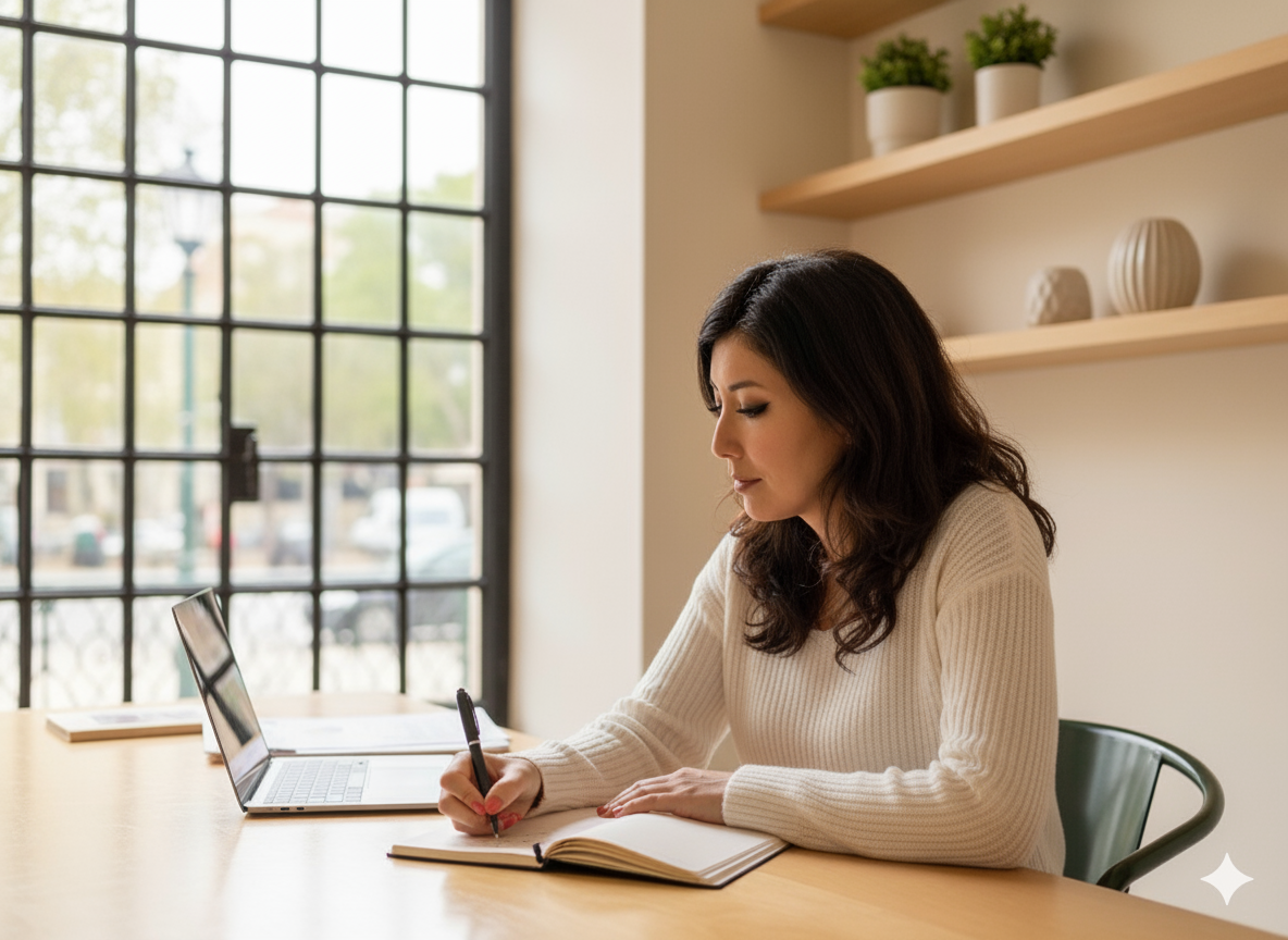 English teacher with laptop