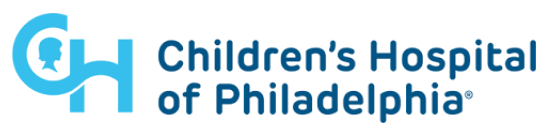 Children's Hospital of Philadelphia logo with blue text and stylized 'CHH' design
