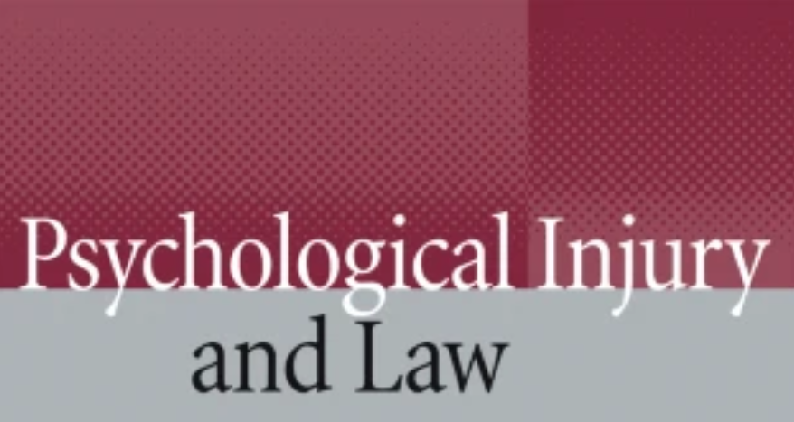 Book cover titled 'Psychological Injury and Law' with a red and gray color scheme.