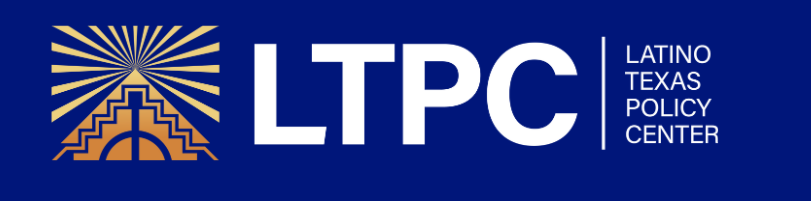 Logo of the Latino Texas Policy Center with stylized pyramid and radiating lines on a blue background.