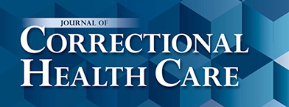 Cover of the Journal of Correctional Health Care with a blue geometric background and white text.