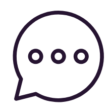 Speech bubble icon with three dots inside.
