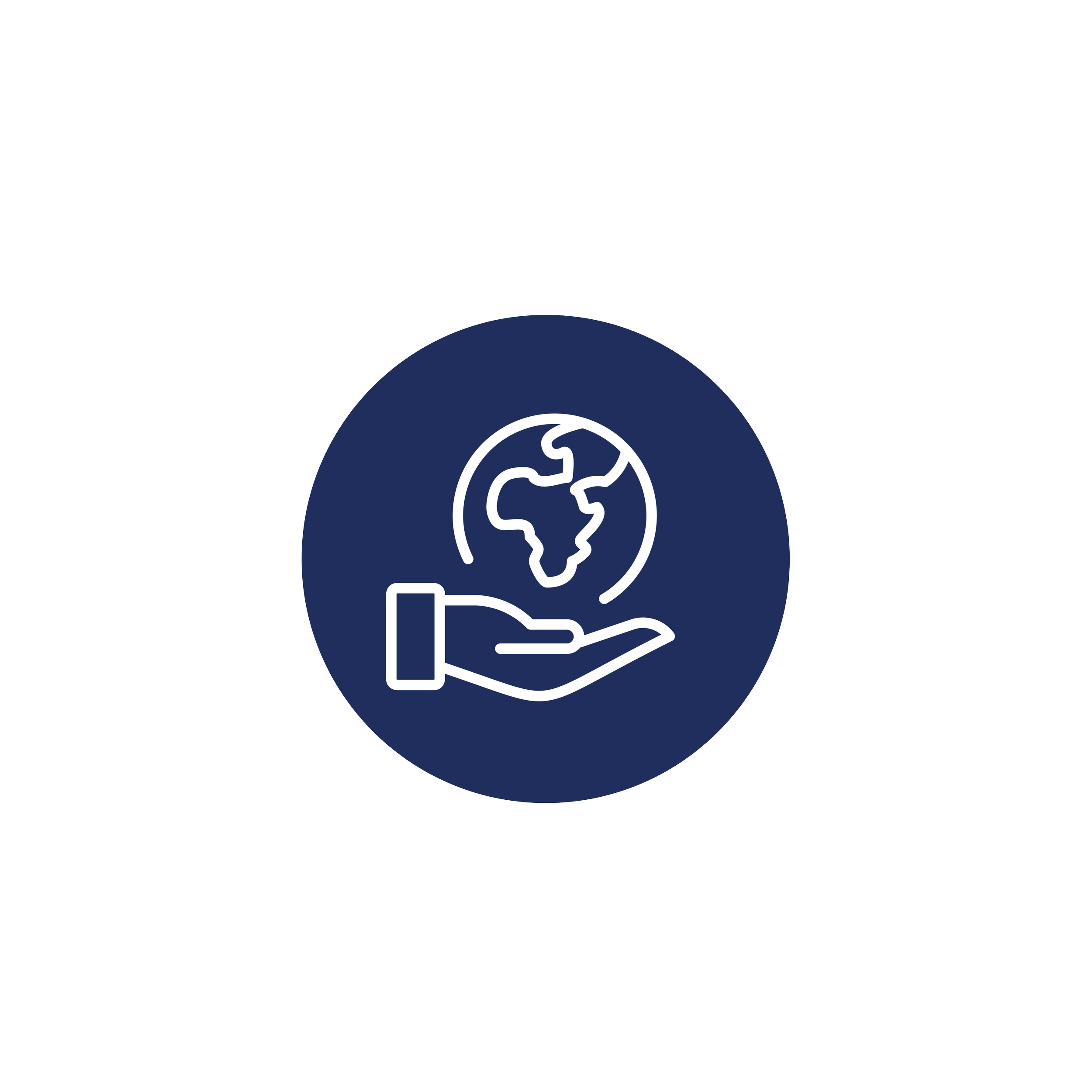 Icon of a hand holding the Earth, symbolizing environmental protection or sustainability.