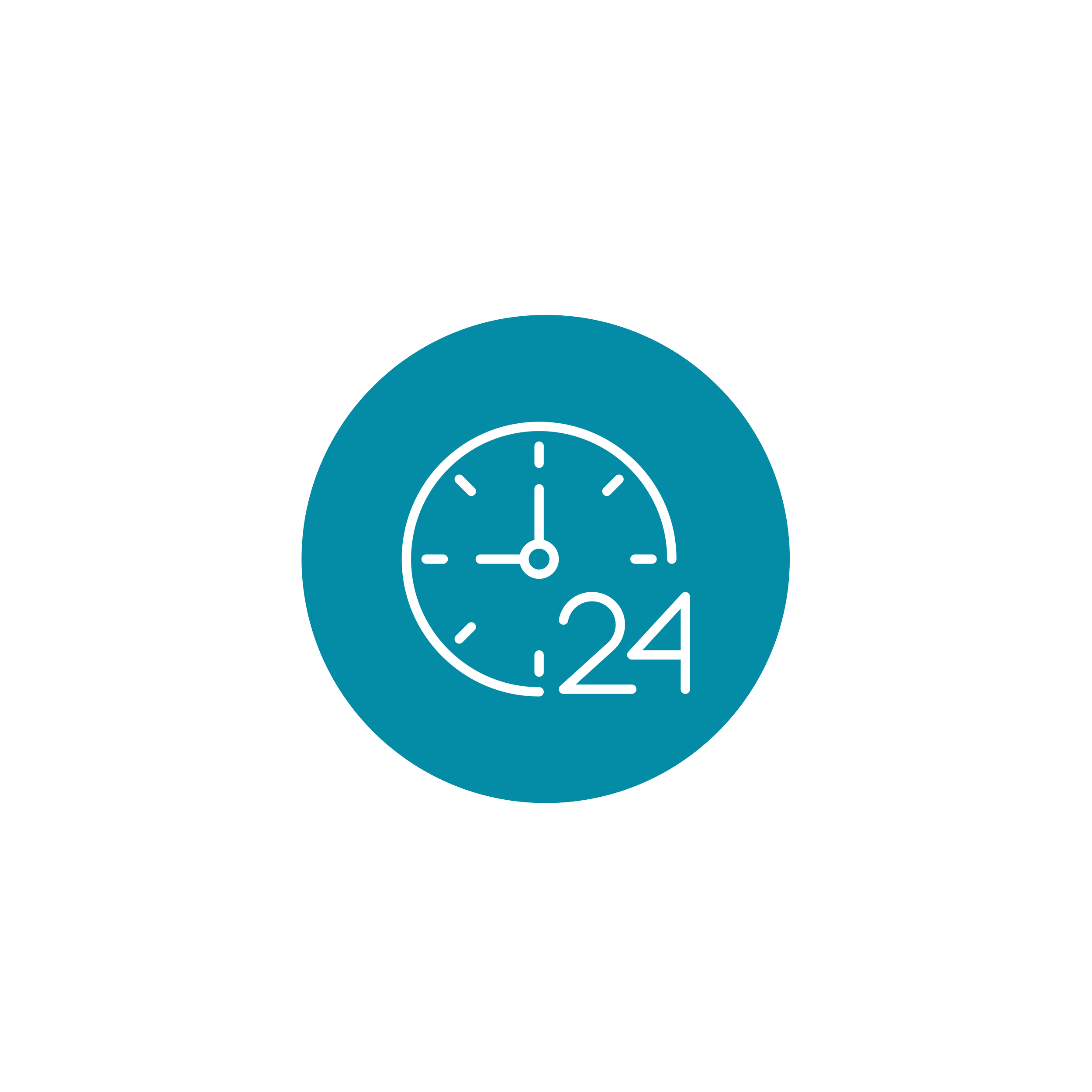 A black background with white plus signs arranged in a grid pattern, and a blue circle in the center featuring a clock icon and the number 24, indicating 24-hour service.