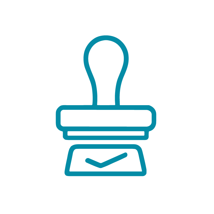 Icon of a closed book with a checkmark on the cover, representing completion or achievement.