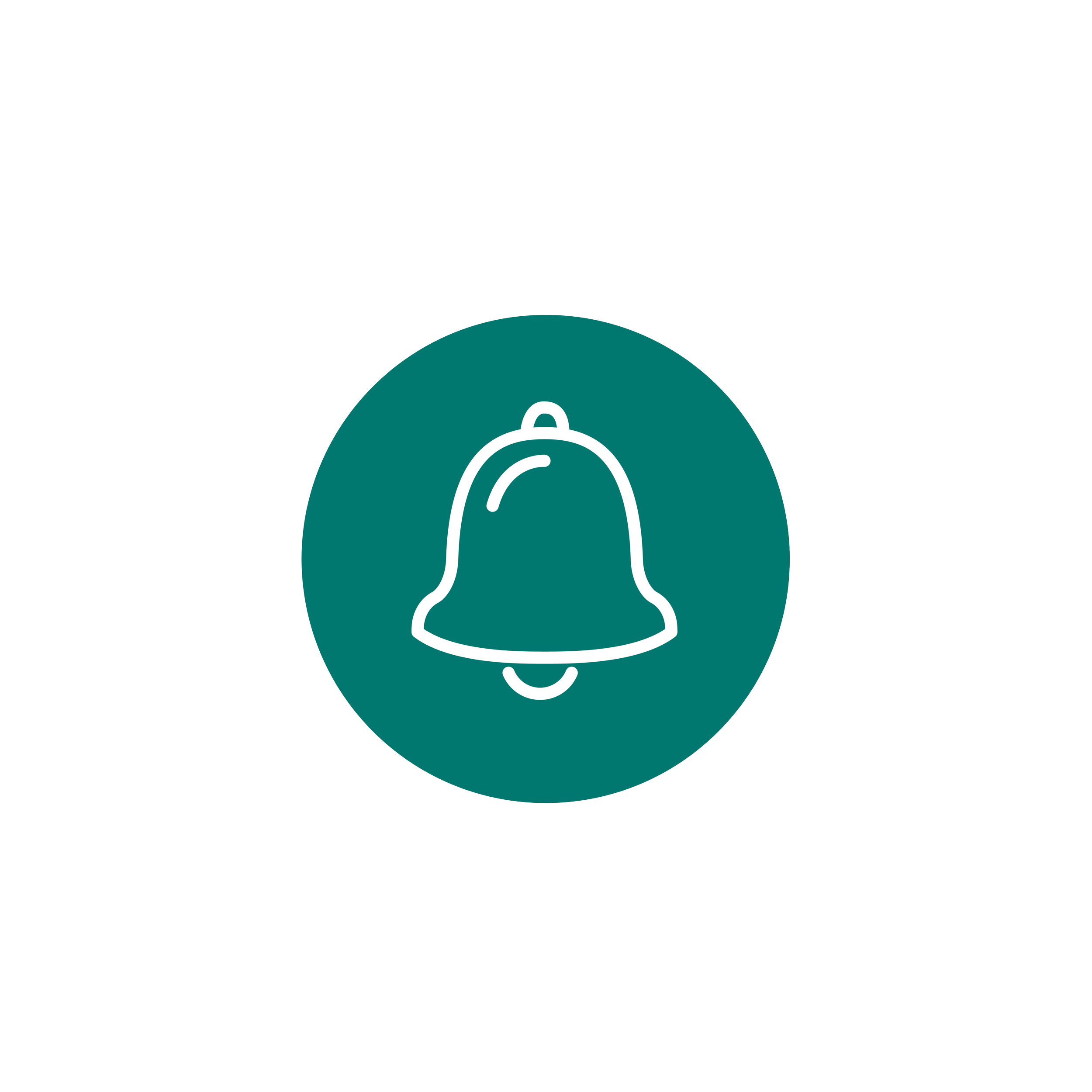 Notification icon with a white bell symbol inside a teal circle on a black background with white plus signs.