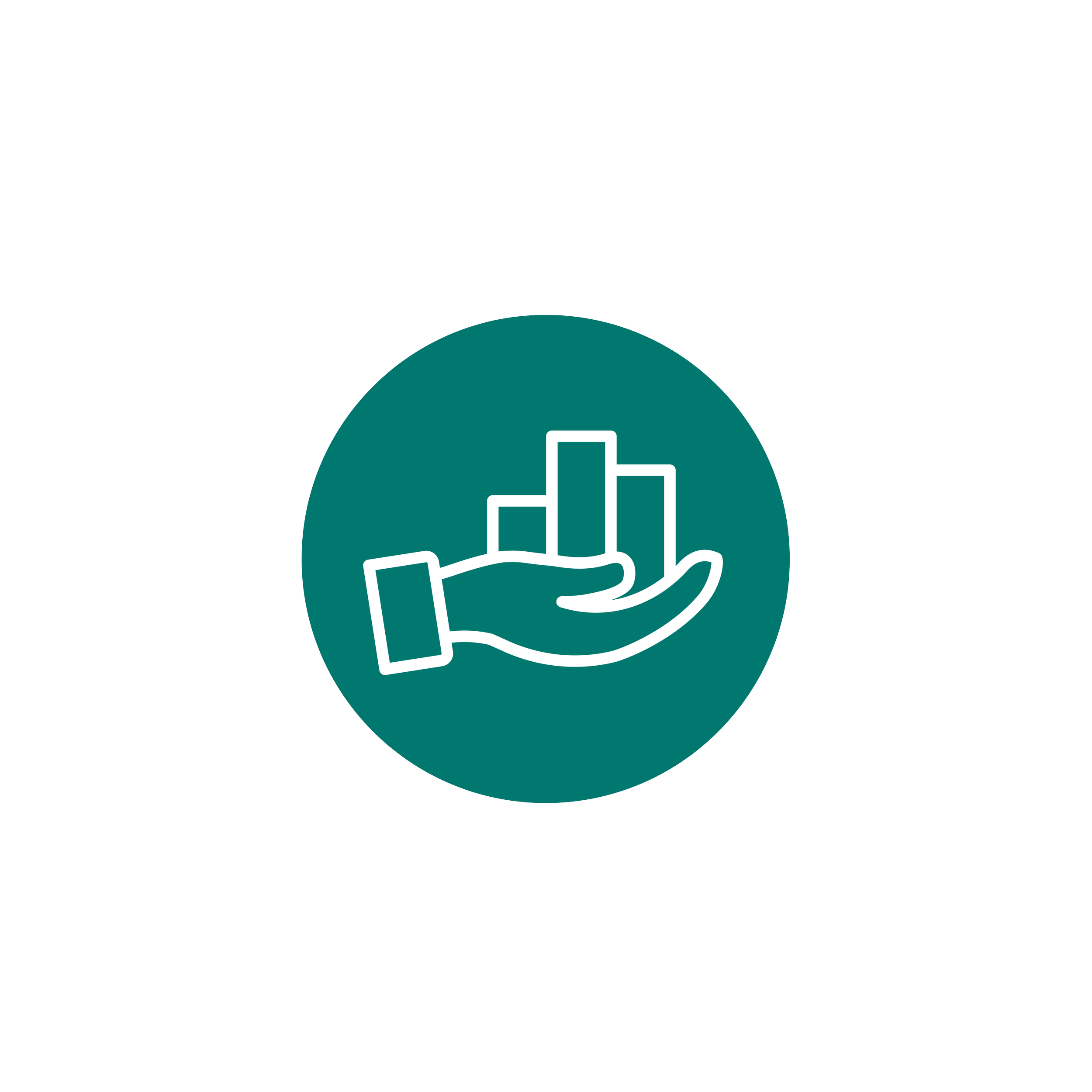 Icon of a hand holding a bar chart, representing data or business growth.