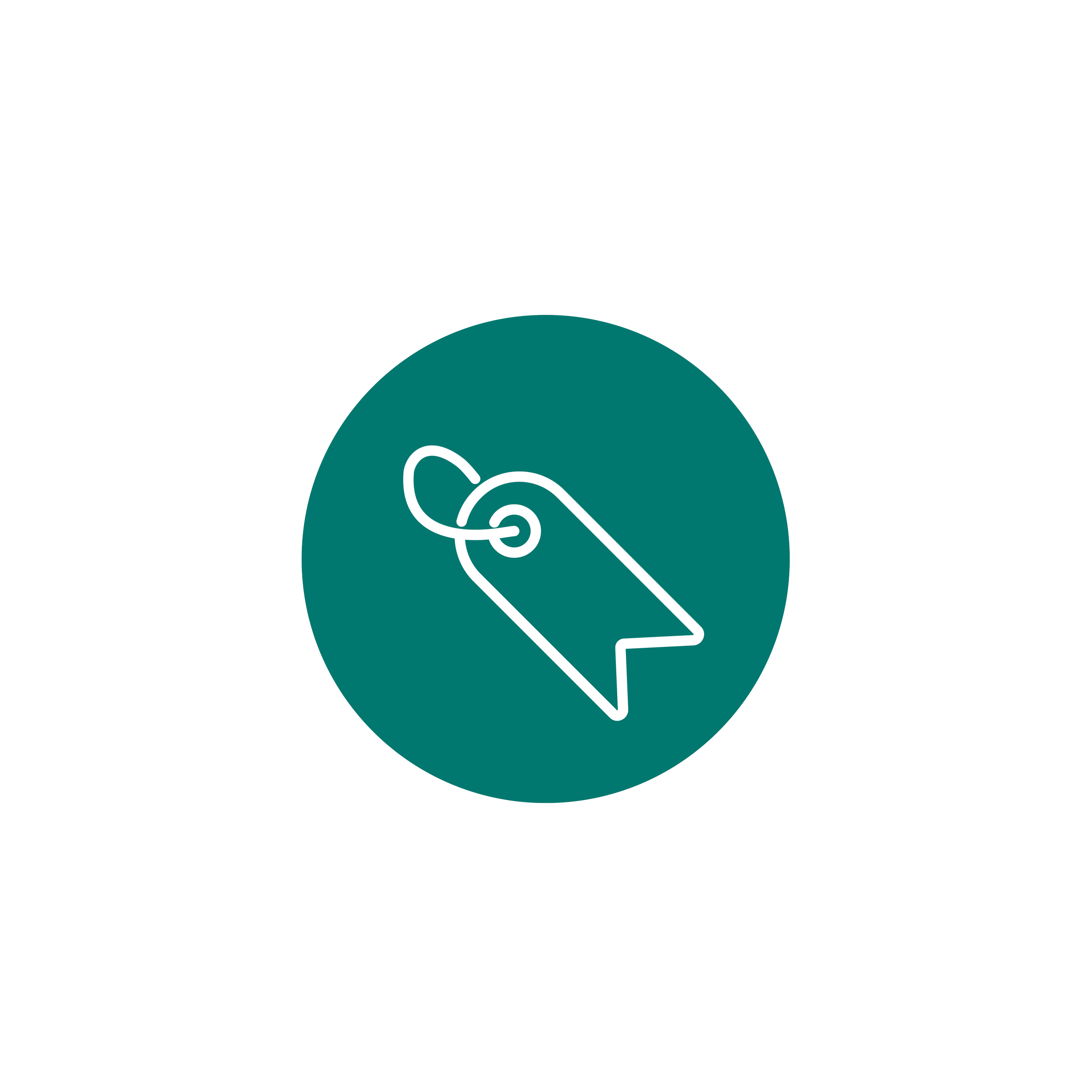 Illustration of a price tag icon with concentric white circles on a black background.