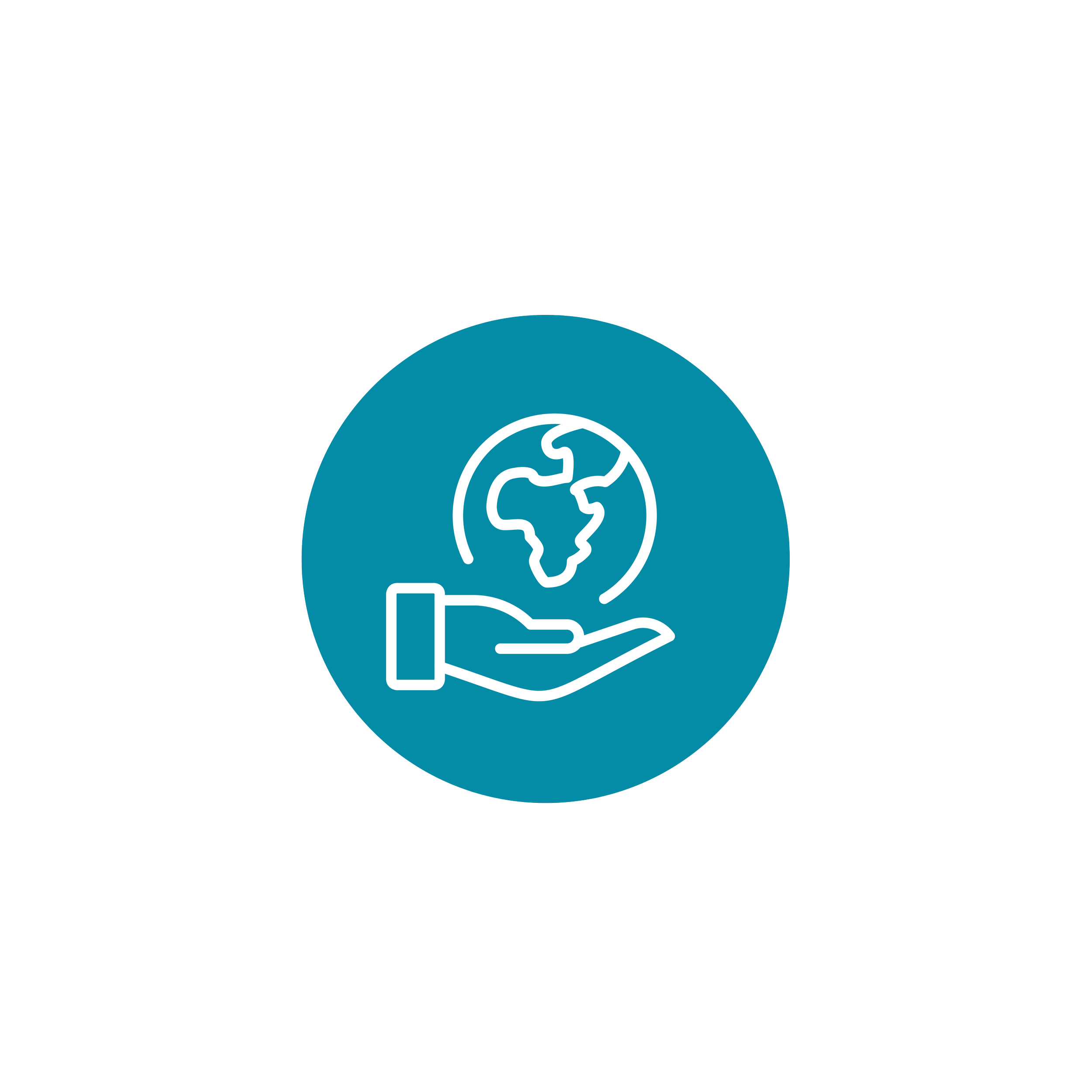 Icon of a hand holding the Earth with Africa, showing environmental or sustainability concept.