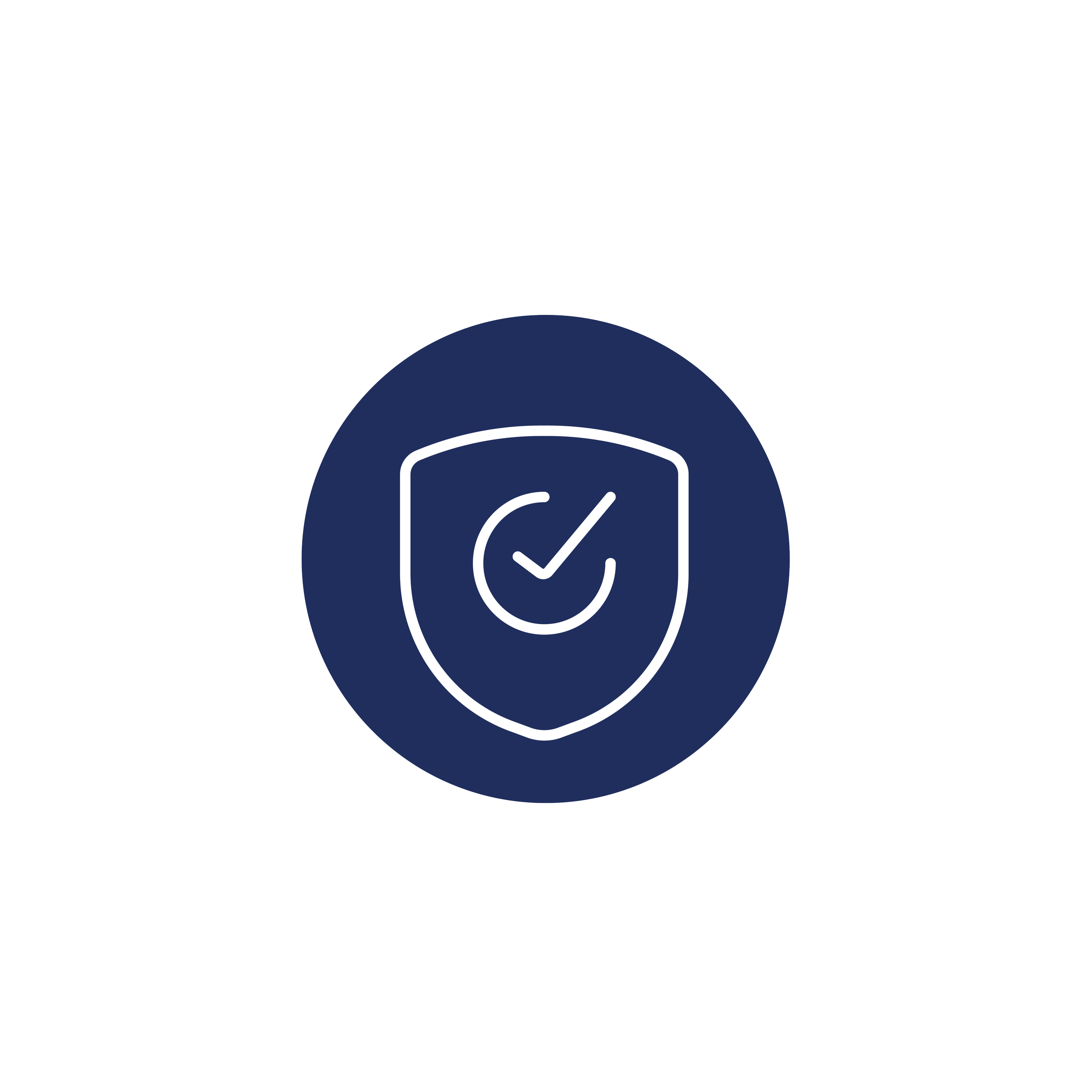 Security shield icon with checkmark in the center, surrounded by concentric circles on a black background.