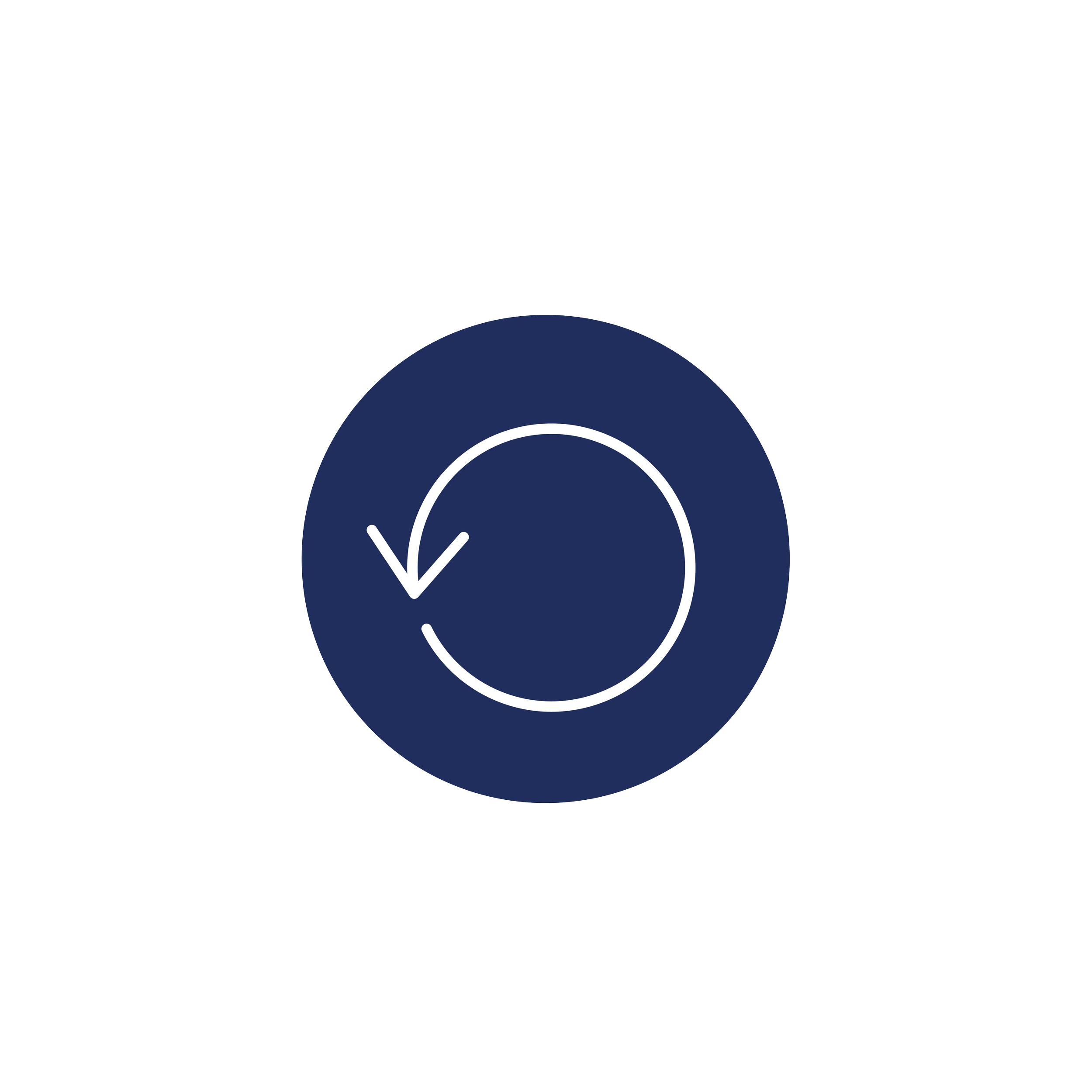 Circular arrow icon on a blue background, centered on a black background with diagonal white lines.