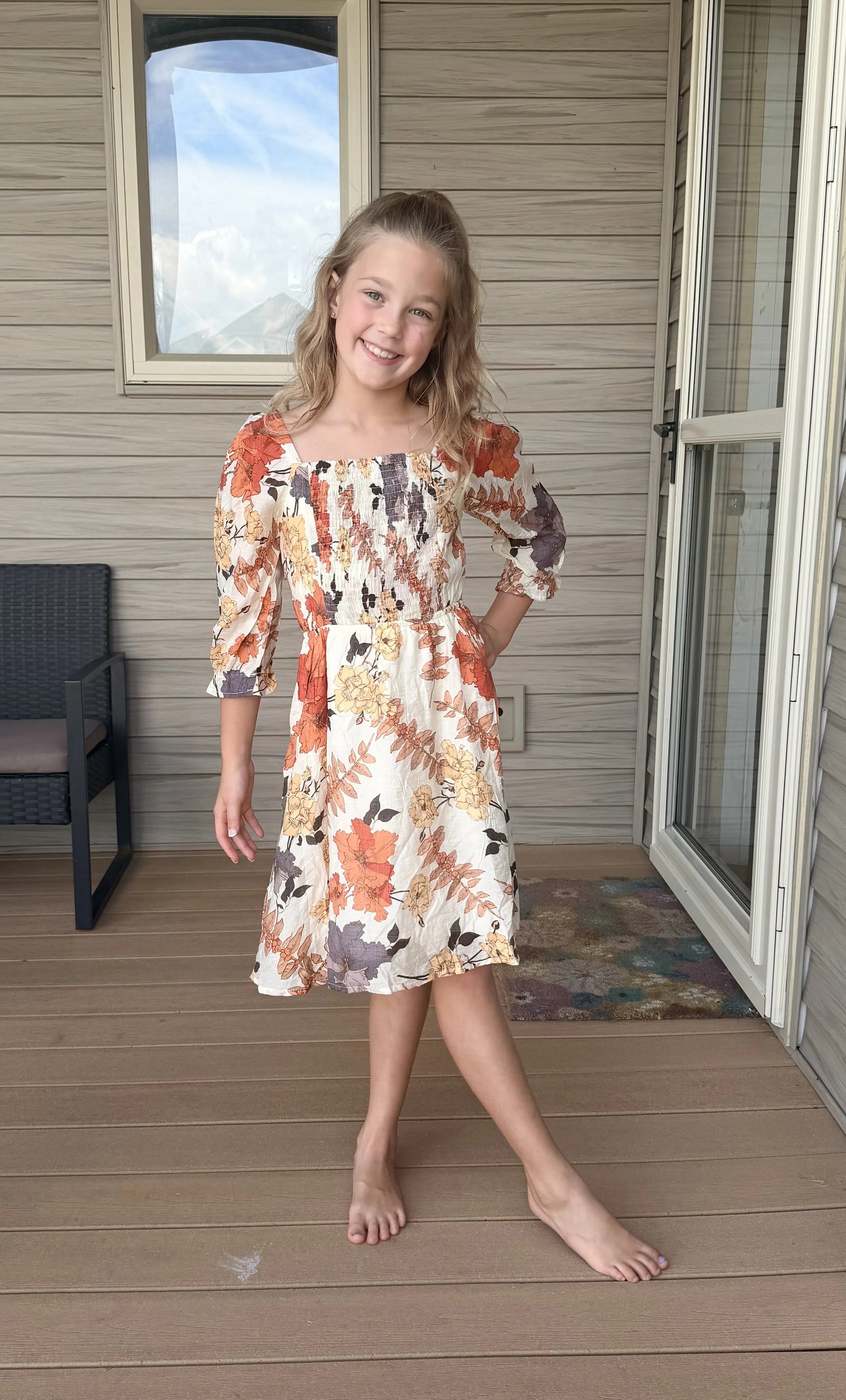 Smocked Square Neck Dress