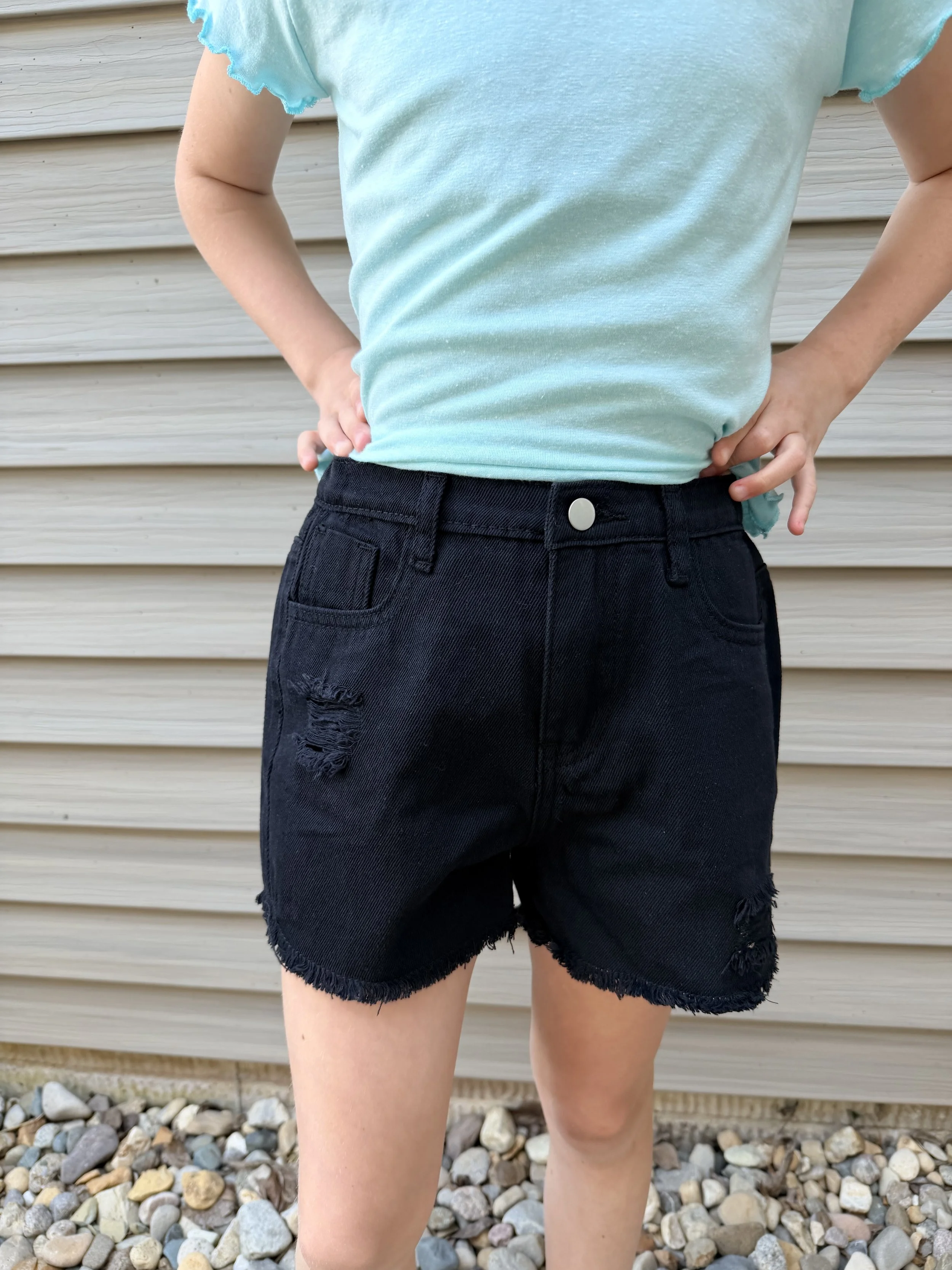 Distressed Denim Shorts