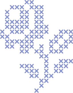 cross stitch rose in blue