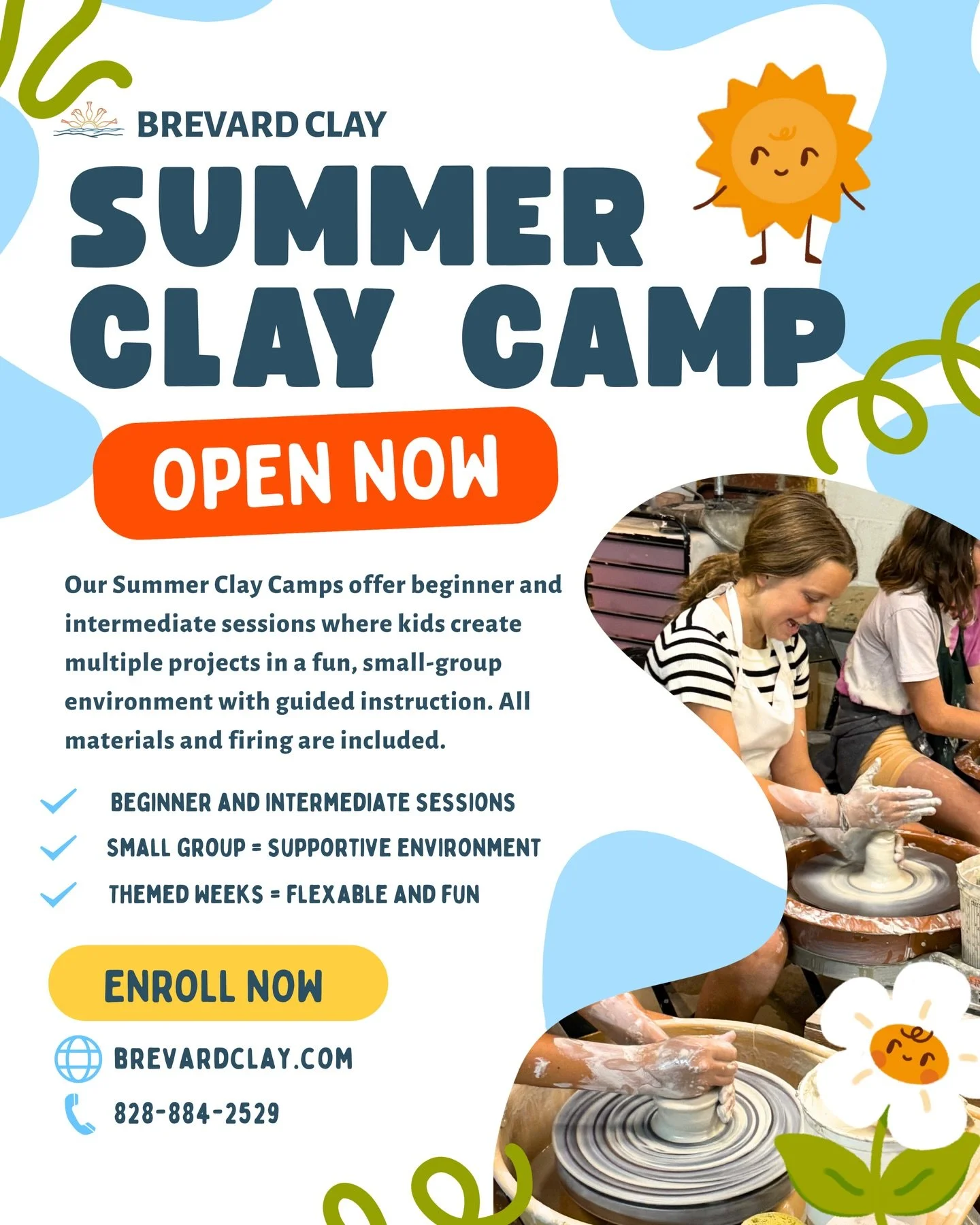 All things Summer Clay Camp! ☀️🍉🌻🕶️⛱️🏕️
Have questions? Leave a comment or send us a message!