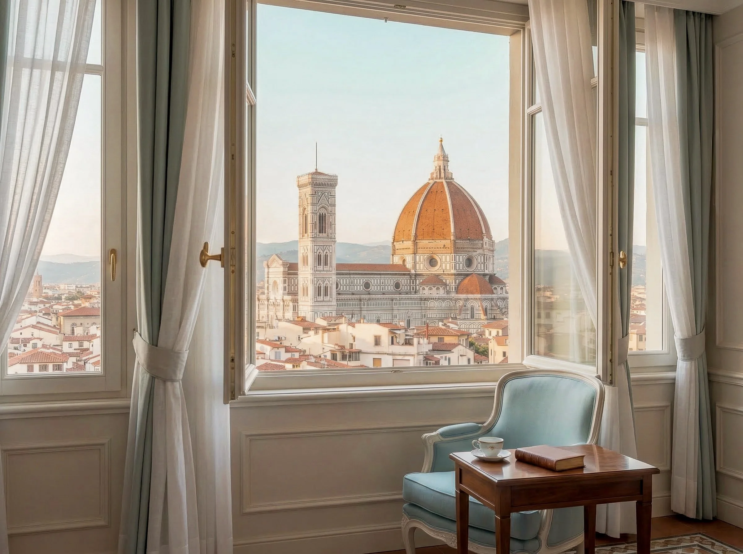 Fotografo immobiliare Firenze, foto con drone professionale per real estate nella città di Firenze, appartamento storico in centro, vista Duomo