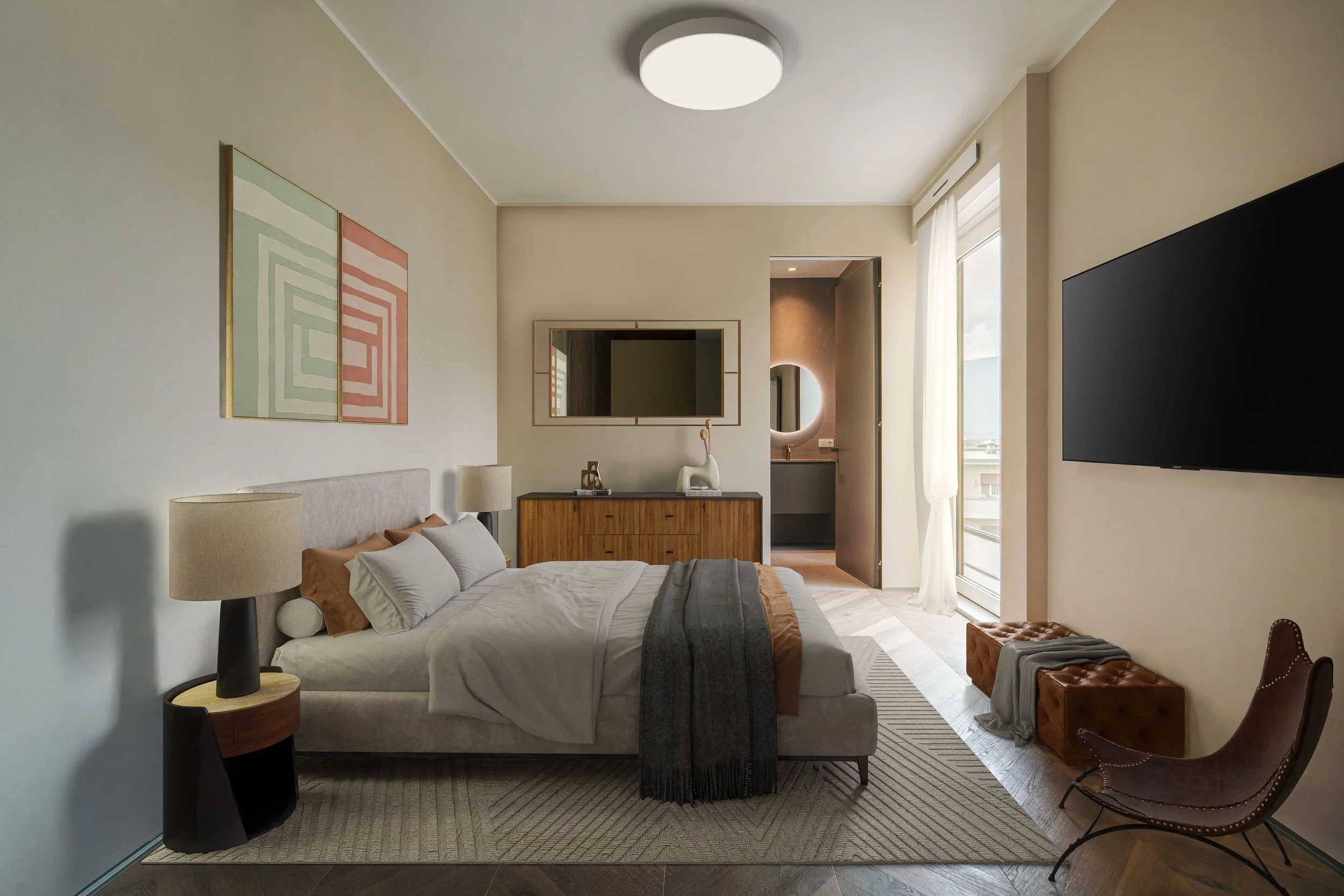 Render 3D per immobiliare e developer, renderind e modelling 3D professionale di interior e exterior design per il settore Real Estate, interior design, walterparch Bolzano, camera da letto