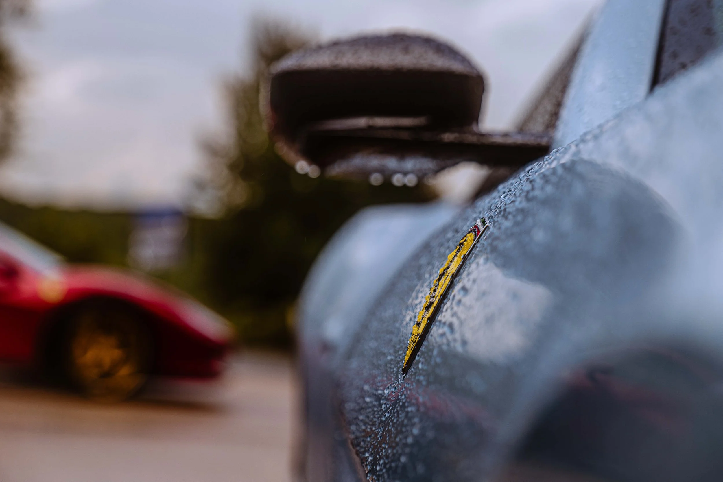 Fotografo per eventi corporate, fotografia professionale per eventi e ritiri aziendali. Ferrari grigia, stemma laterale, Rosewood Castiglion del Bosco.