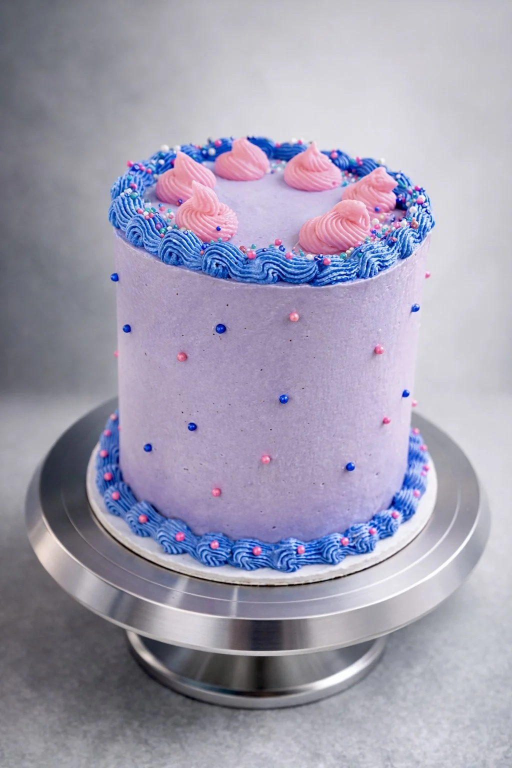 Funfetti 6in Round Tall Cake w/ Vanilla Buttercream & Pink Gummy bear Ganache Dollops!