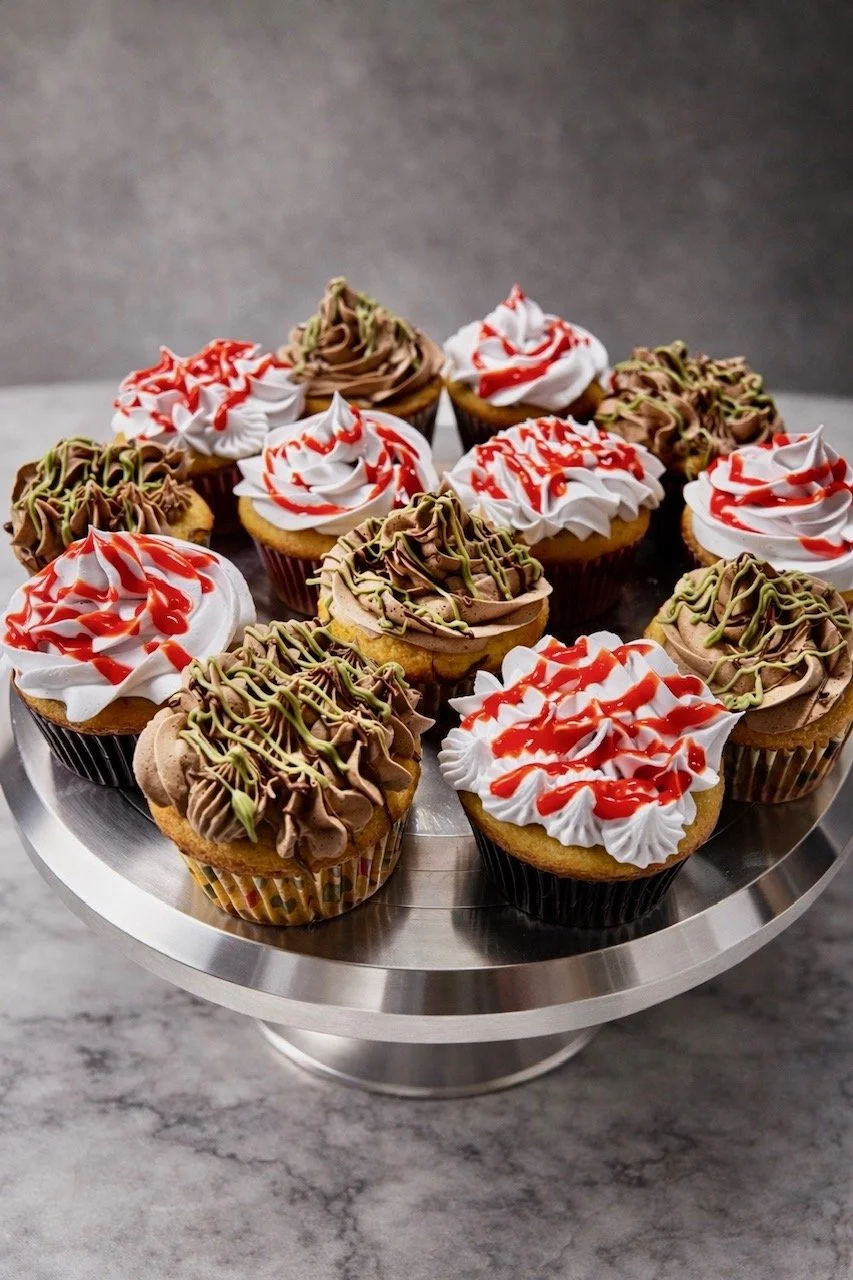 Vanilla Cupcakes! Some Strawberry Tres Leches, Some Strawberry Short Cake & Some Pistachio/ Nutella w/ Chocolate Buttercream!