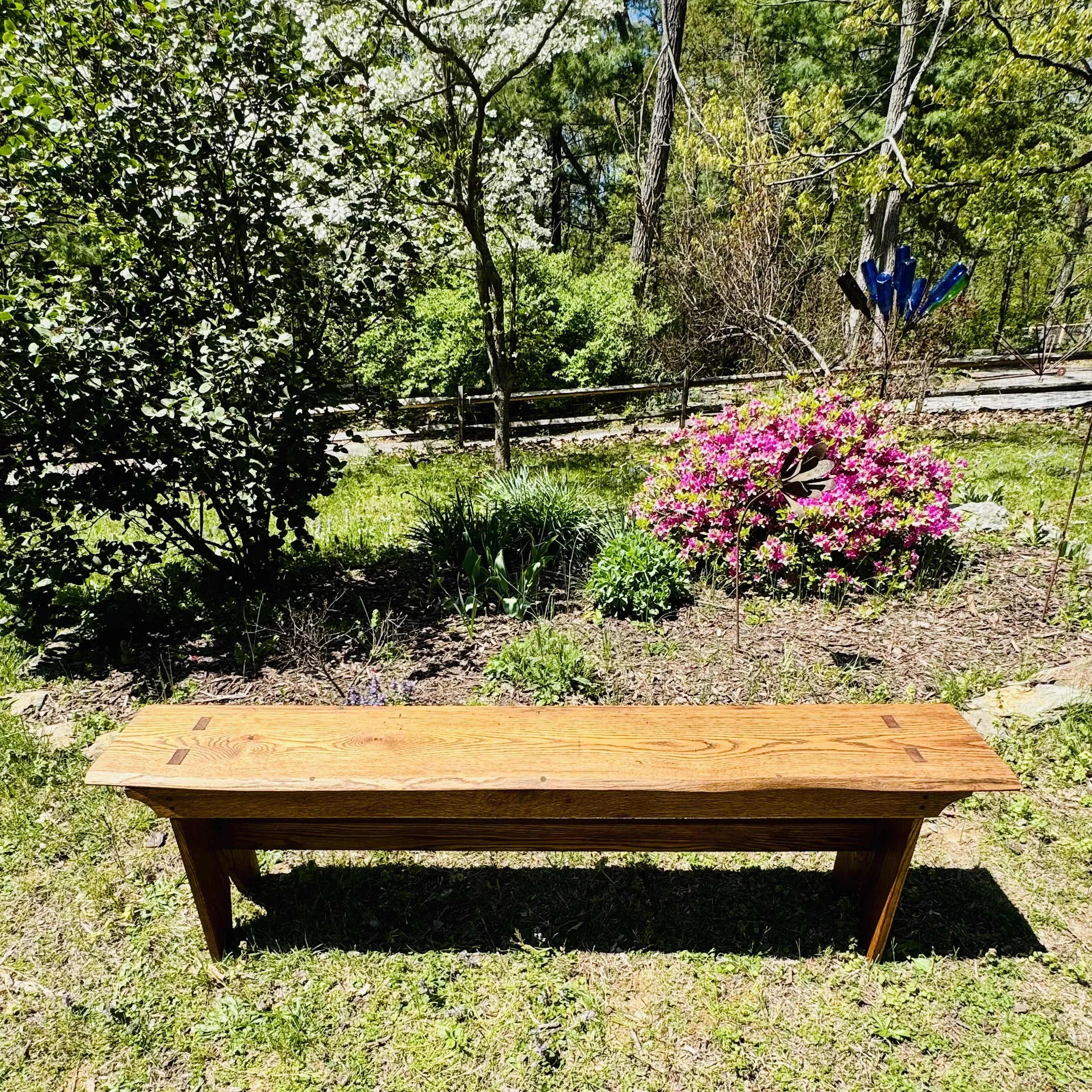 Live-Edge Solid Oak Handmade Bench