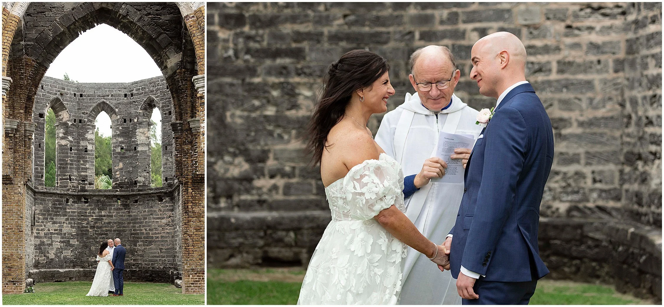 Bride and Groom elope at the Unfinished Church in Bermuda. (Copy)