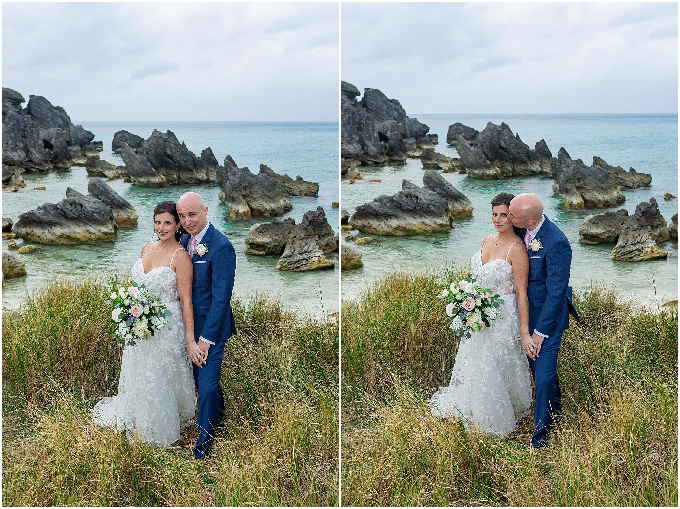 Bride and Groom at Tobacco Bay Beach in Bermuda (Copy)
