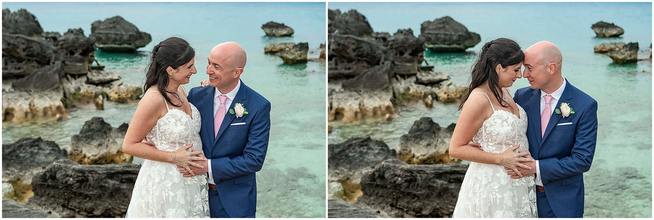 Bride and Groom at Tobacco Bay Beach in Bermuda (Copy)