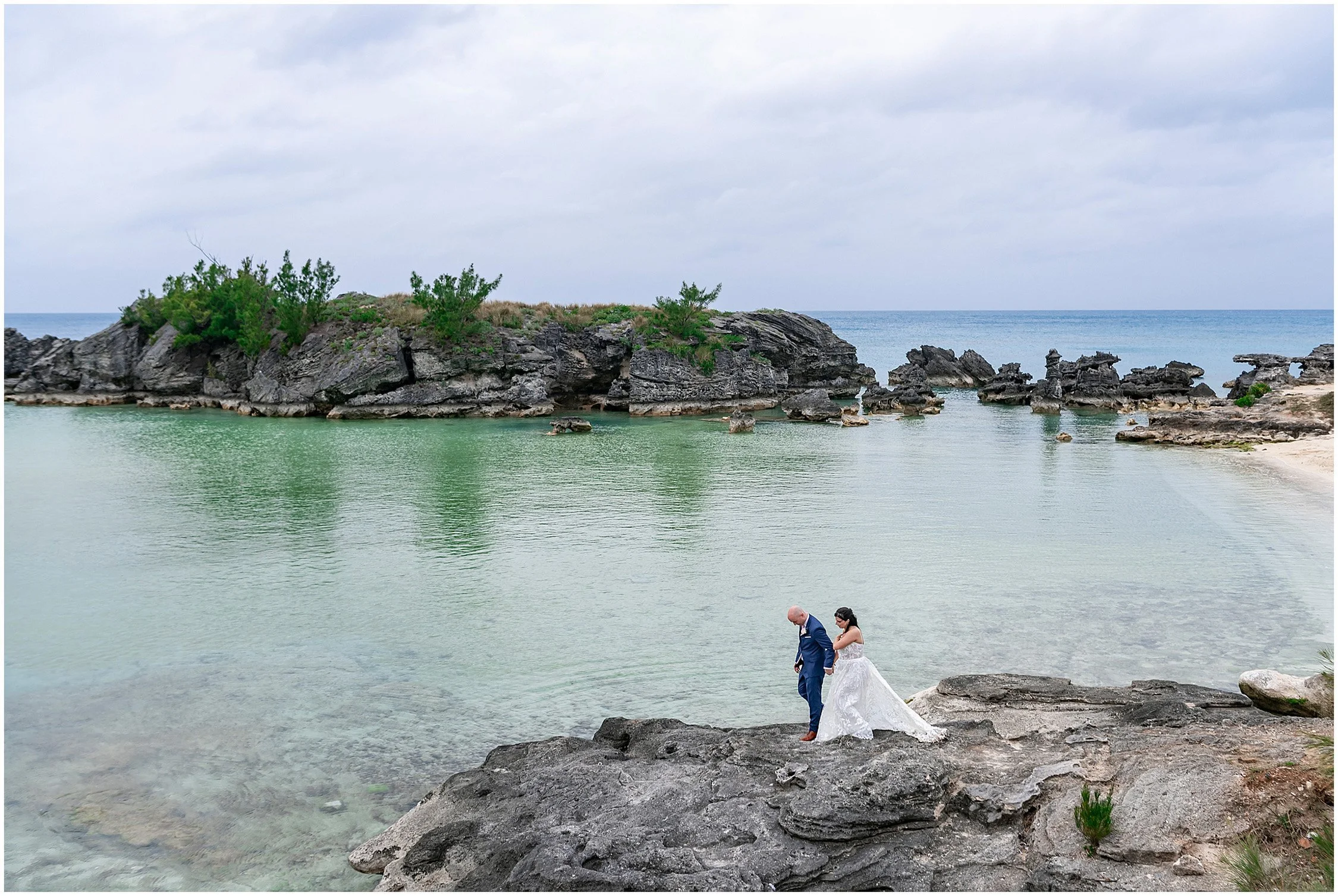 Bride and Groom at Tobacco Bay Beach in Bermuda (Copy)