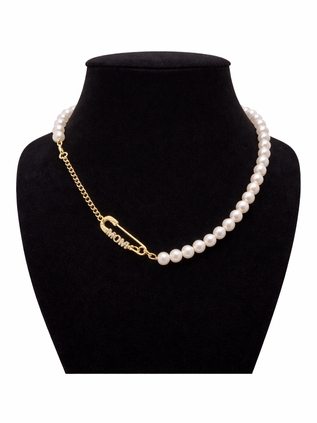 Mother’s Trust Pearl Safety Pin Necklace