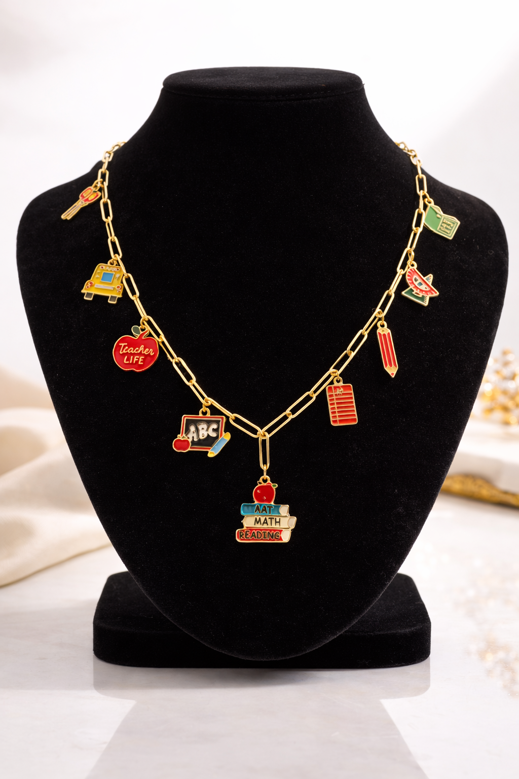 Teacher Life Charm Statement Necklace