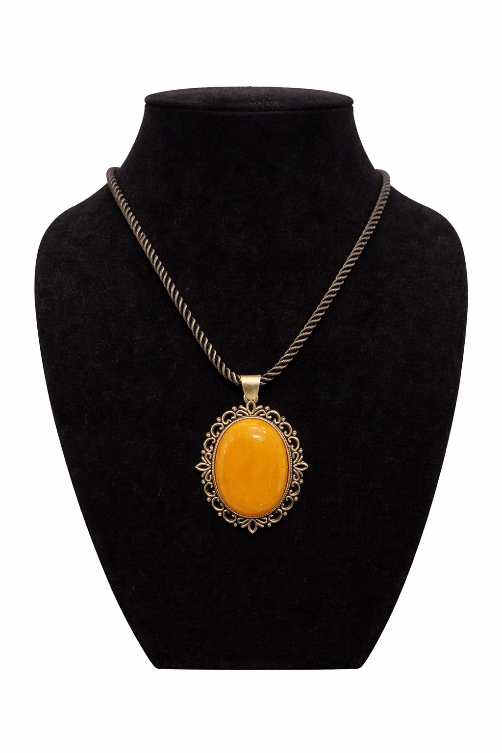 AuraWave Golden Ember Oval Pendant Necklace