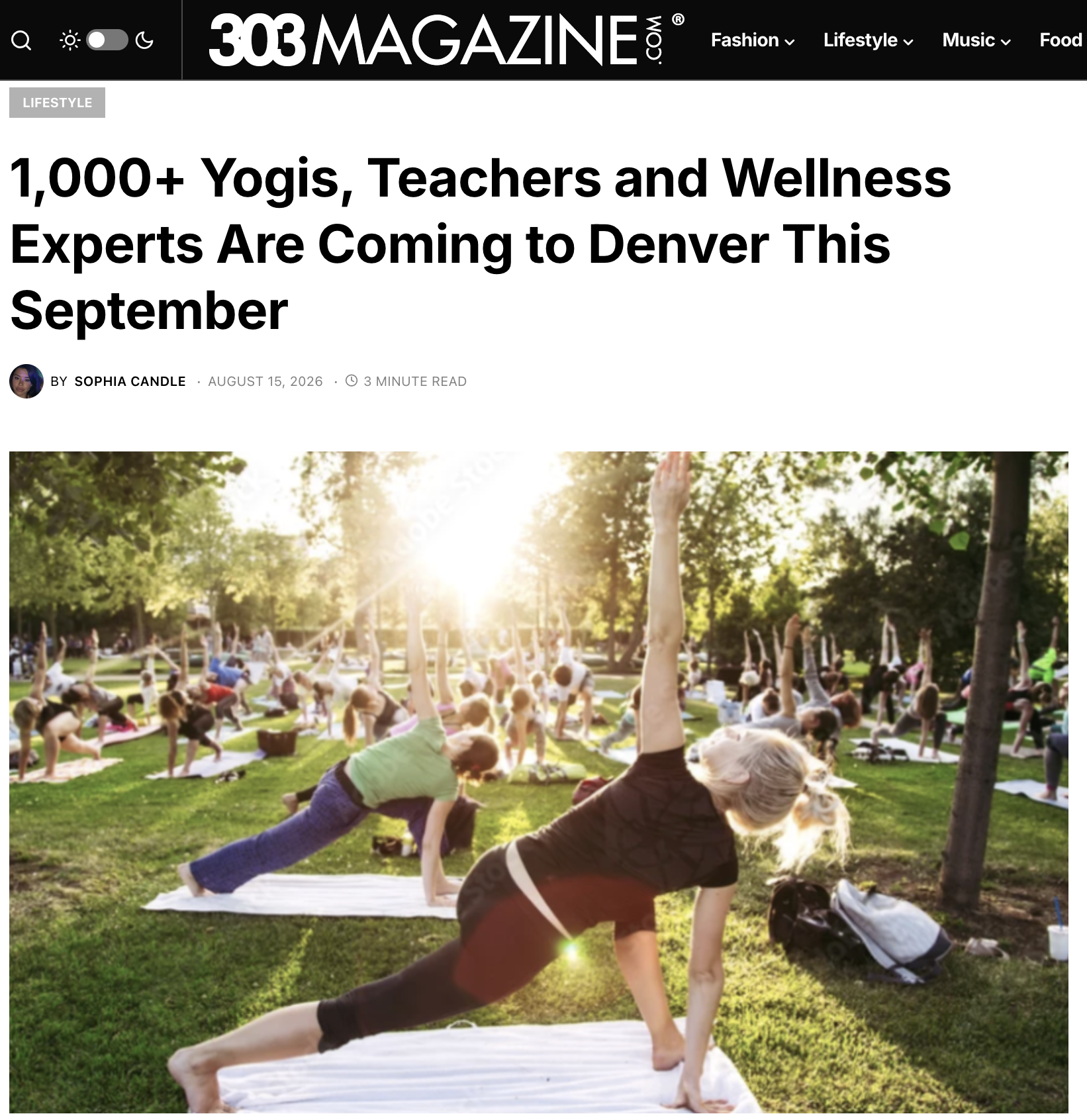 303 Magazine article covering the Denver Yoga Summit, September 2026