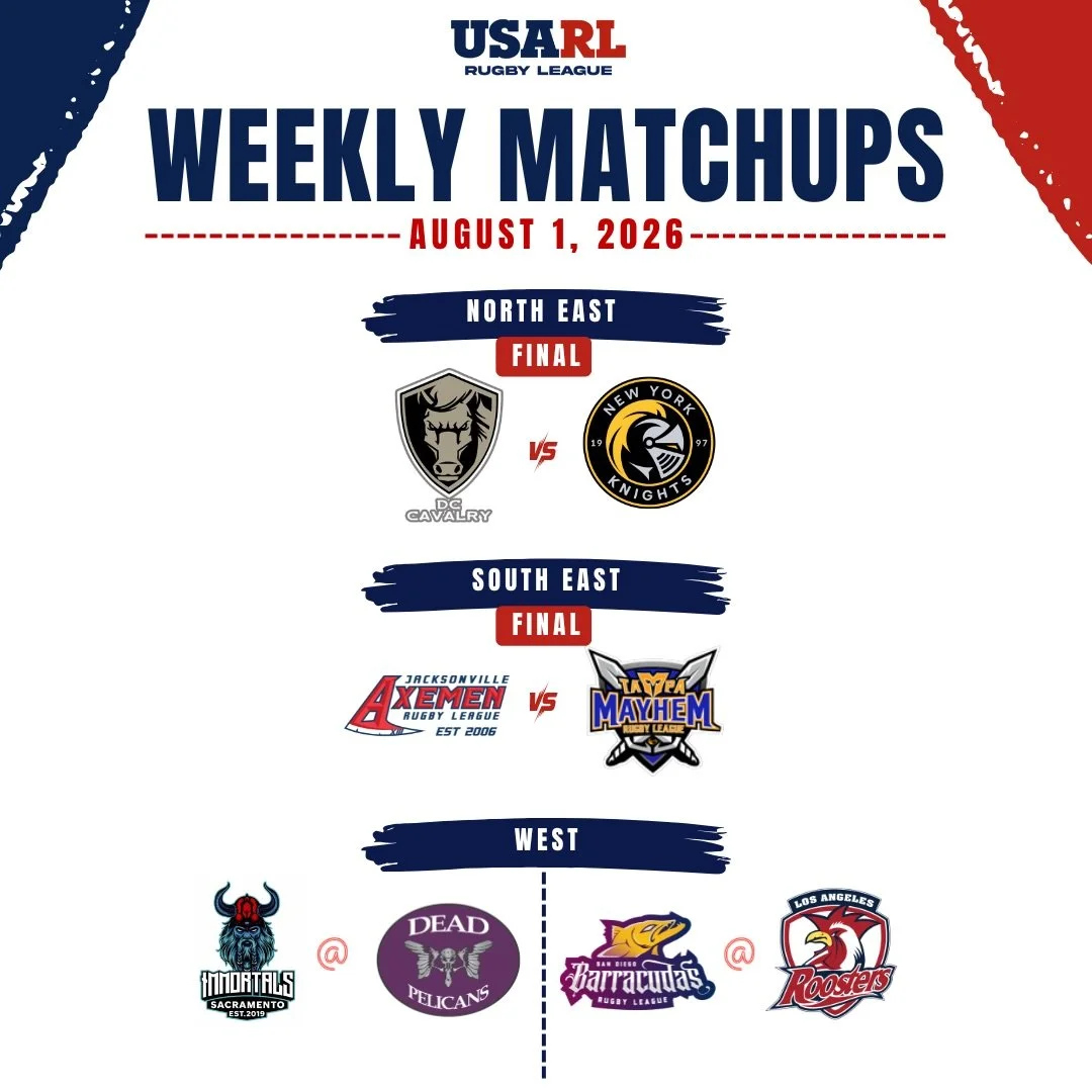🏉🔥 Action-packed Week 8 is here!

Conference champions will be crowned in the North East and South East, while the West Conference continues its push toward the playoffs.

#USARL #RugbyLeague #WeeklyMatchups