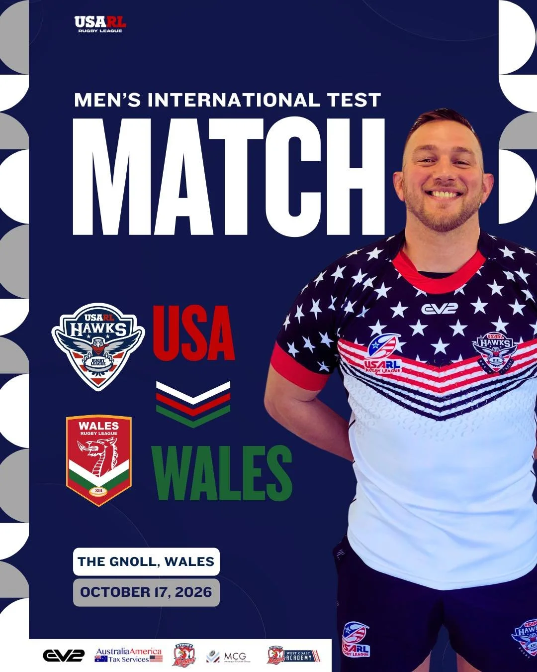 🔥🇺🇸 USA vs Wales 

The Men&rsquo;s USA Hawks are headed to Wales for an international test match against Wales Rugby League!

📍 The Gnoll, Wales
📅 October 17, 2026

Stay tuned for the official team announcement, coming soon to our website www.us