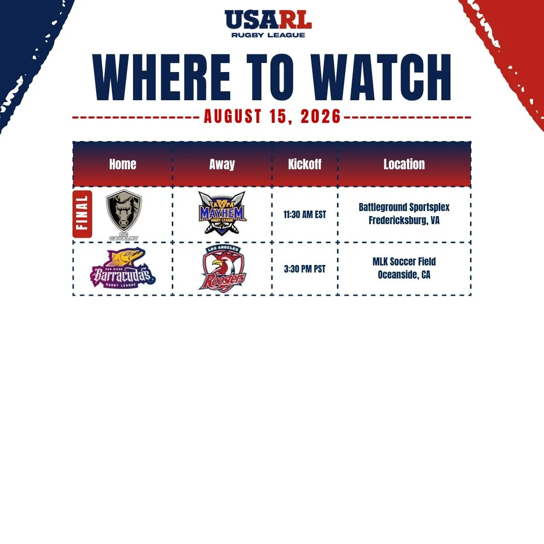 🏉🔥 Saturday Rugby League is Here!

The DC Cavalry and Tampa Mayhem face off today in the East Championship, with a spot in the 2026 National Championship on the line!

🏆 DC Cavalry vs. Tampa Mayhem
⏰ 11:30 AM EST
📺 Watch live: https://www.youtube