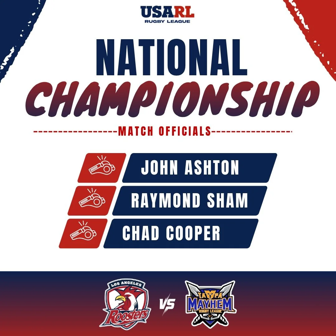 🎉 Congratulations to our 2026 Men&rsquo;s National Championship Match Officials

USARL is proud to recognize John Ashton, Raymond Sham, and Chad Cooper on their appointments for this year&rsquo;s Men&rsquo;s National Championship between the Los Ang