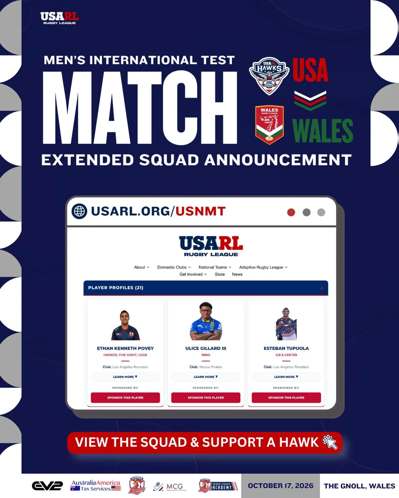 🇺🇸🏉 USA Hawks Men&rsquo;s Extended Squad Announced

The extended squad has been named for the USA Hawks Men&rsquo;s International Test against Wales this October.

Congratulations to all players selected to represent the USA as preparations contin