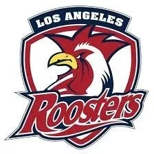 Los Angeles Roasters logo featuring a rooster's head inside a shield with the team name.