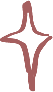 Stylized star-shaped symbol with a maroon outline and a blue interior.
